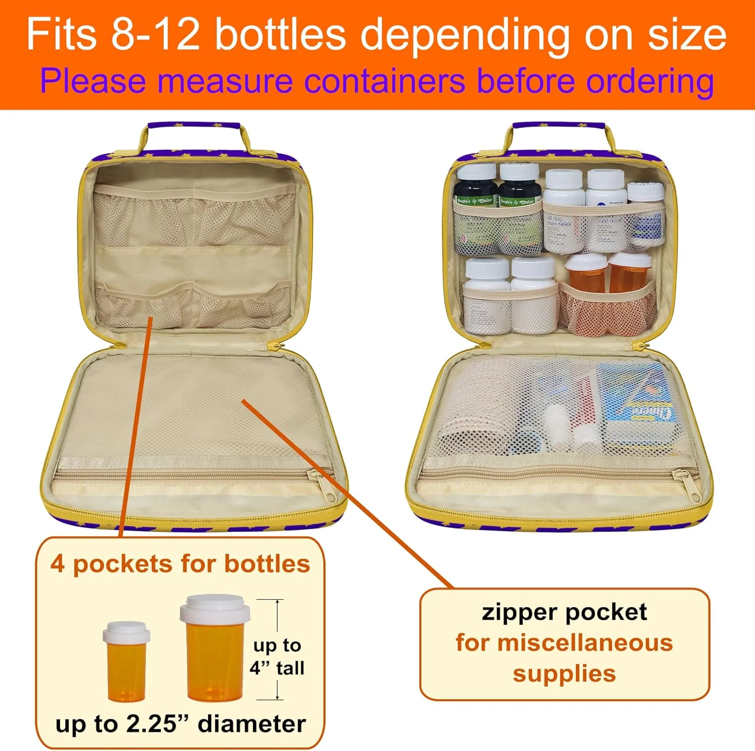 کیف لوازم دارویی مسافرتی متوسط، کیف دارو کودک با زیپ، کیف حمل داروها و لوازم پزشکی کودکان - ستاره های زرد کیف لوازم دارویی مسافرتی متوسط، کیف دارو کودک با زیپ، کیف حمل داروها و لوازم پزشکی کودکان - ستاره های زرد