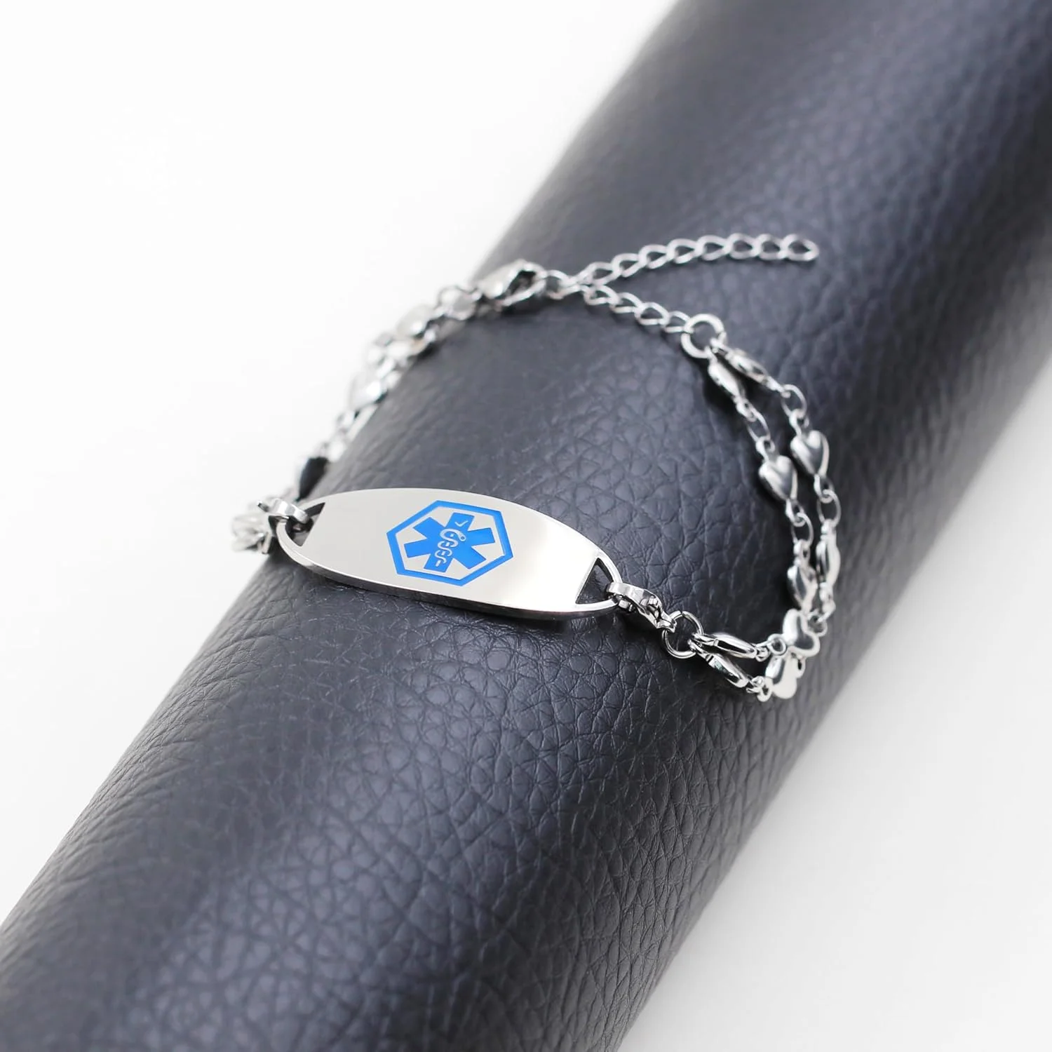 دستبند پرستاری استیل ضد زنگ دولایه طرح قلب | پلاک شناسایی پزشکی خرچنگی قابل تعویض با نماد پزشکی آبی | حکاکی شده صرع، دیابت نوع 1 و 2، رقیق کننده خون دستبند پرستاری استیل ضد زنگ دولایه طرح قلب | پلاک شناسایی پزشکی خرچنگی قابل تعویض با نماد پزشکی آبی | حکاکی شده صرع، دیابت نوع 1 و 2، رقیق کننده خون