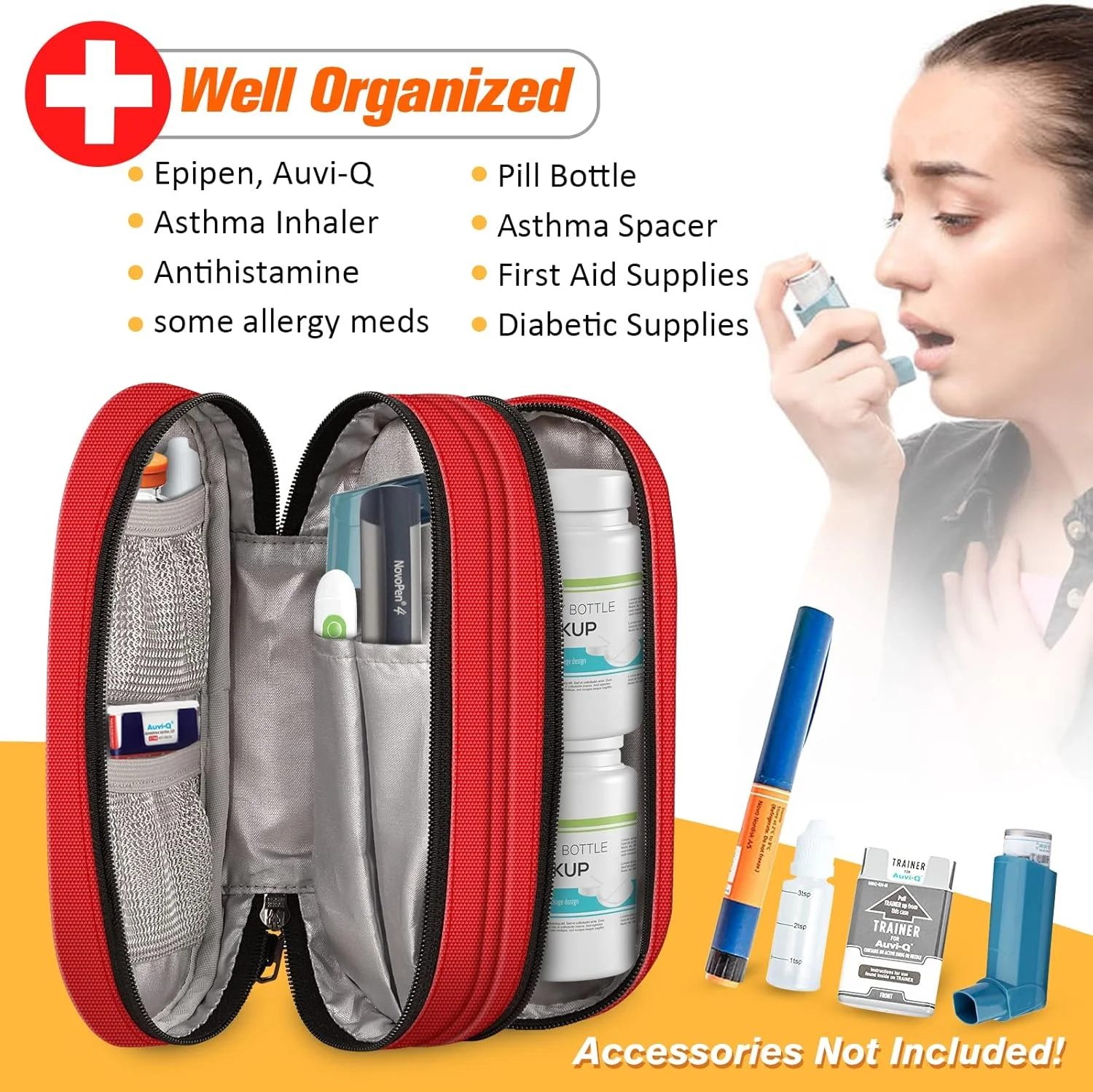 کیف حمل لوازم پزشکی سیتون، کیف اورژانس دولایه قابل حمل، کیف دارویی عایق، سازمان دهنده برای 2 عدد قلم تزریقی، اسپری آسم، آنتی هیستامین، لوازم ضروری دارویی آلرژی - قرمز کیف حمل لوازم پزشکی سیتون، کیف اورژانس دولایه قابل حمل، کیف دارویی عایق، سازمان دهنده برای 2 عدد قلم تزریقی، اسپری آسم، آنتی هیستامین، لوازم ضروری دارویی آلرژی - قرمز