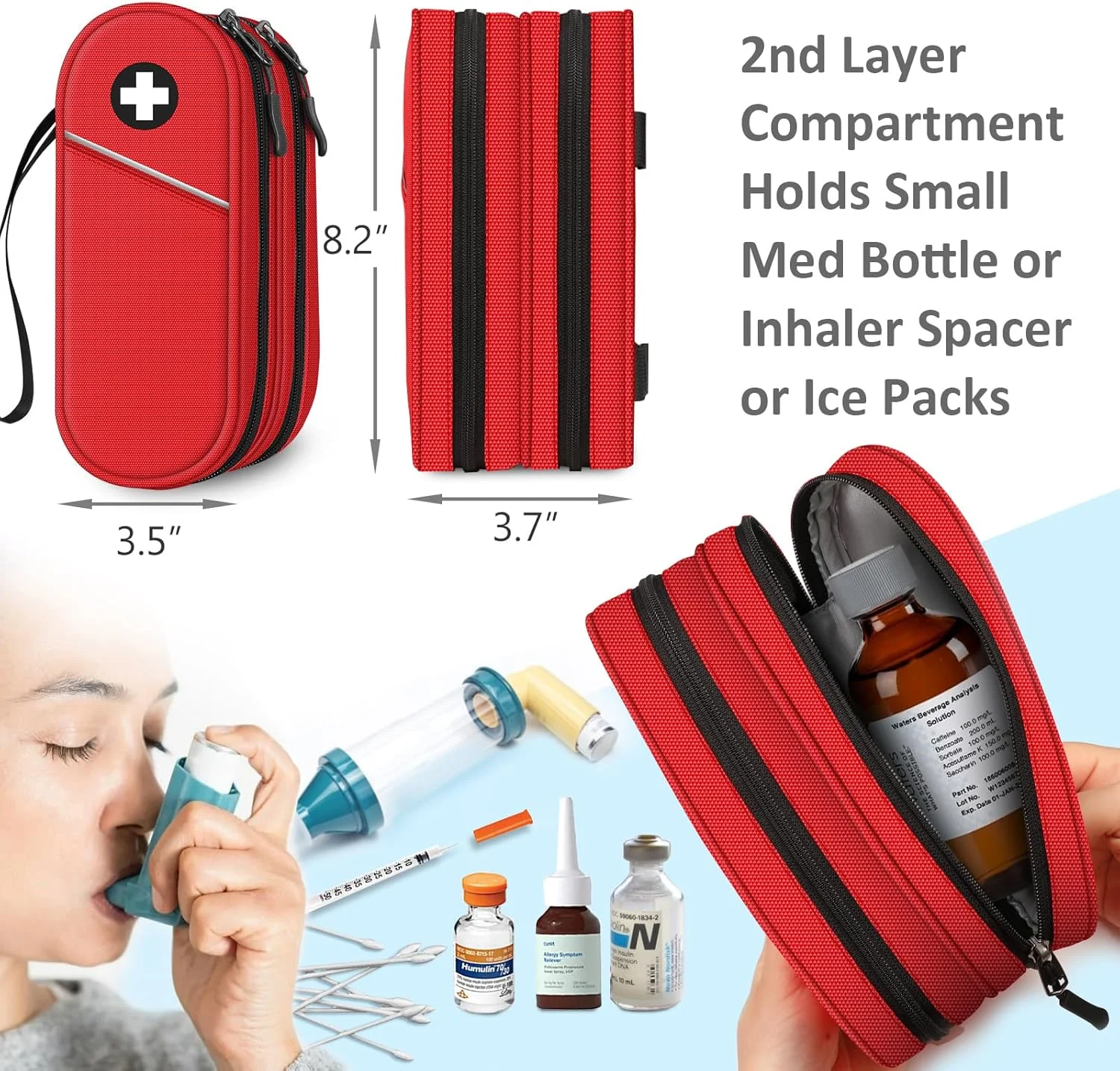 کیف حمل لوازم پزشکی سیتون، کیف اورژانس دولایه قابل حمل، کیف دارویی عایق، سازمان دهنده برای 2 عدد قلم تزریقی، اسپری آسم، آنتی هیستامین، لوازم ضروری دارویی آلرژی - قرمز کیف حمل لوازم پزشکی سیتون، کیف اورژانس دولایه قابل حمل، کیف دارویی عایق، سازمان دهنده برای 2 عدد قلم تزریقی، اسپری آسم، آنتی هیستامین، لوازم ضروری دارویی آلرژی - قرمز