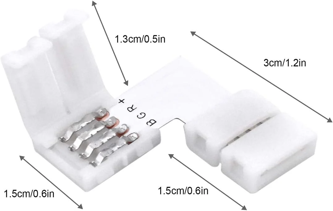 کیت اتصال نوار LED برای 5050 RGB 4 پین 10 میلی متر، شامل کابل تقسیم RGB، کابل افزایش طول RGB، جامپر نوار LED، اتصال دهنده های T و L شکل، 9 نوع لوازم جانبی برای اتصال دهنده LED