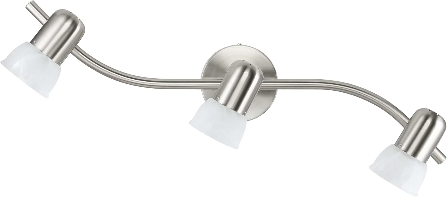 چراغ ریلی XiNBEi Lighting، چراغ ریلی موجی 3 لامپه با شیشه، چراغ سقفی مدرن میله ای نیکل برس خورده برای آشپزخانه و اتاق غذاخوری مدل XB-TR1238-3-BN