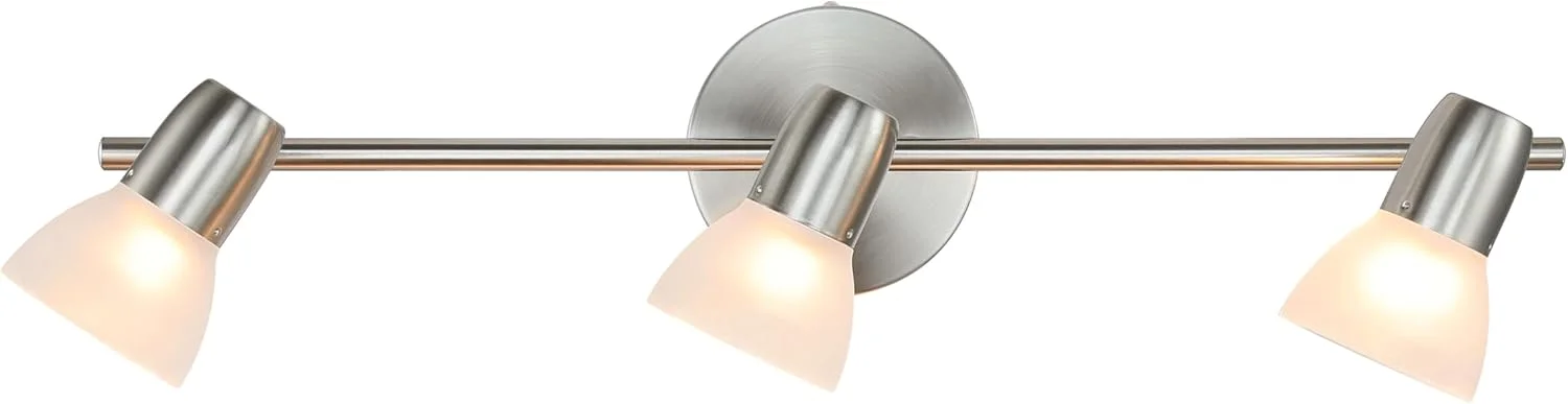 چراغ ریلی سه شاخه شین بی با شیشه، چراغ سقفی مدرن آشپزخانه با روکش نیکل برس خورده مدل XB-TR1237-3-BN