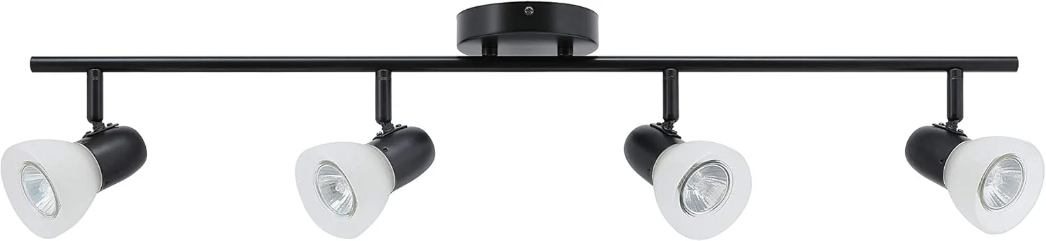 چراغ ریلی زینبی لایتینگ، چراغ سقفی آشپزخانه مدرن مشکی با 4 لامپ و شیشه مدل XB-TR1237-4-MB