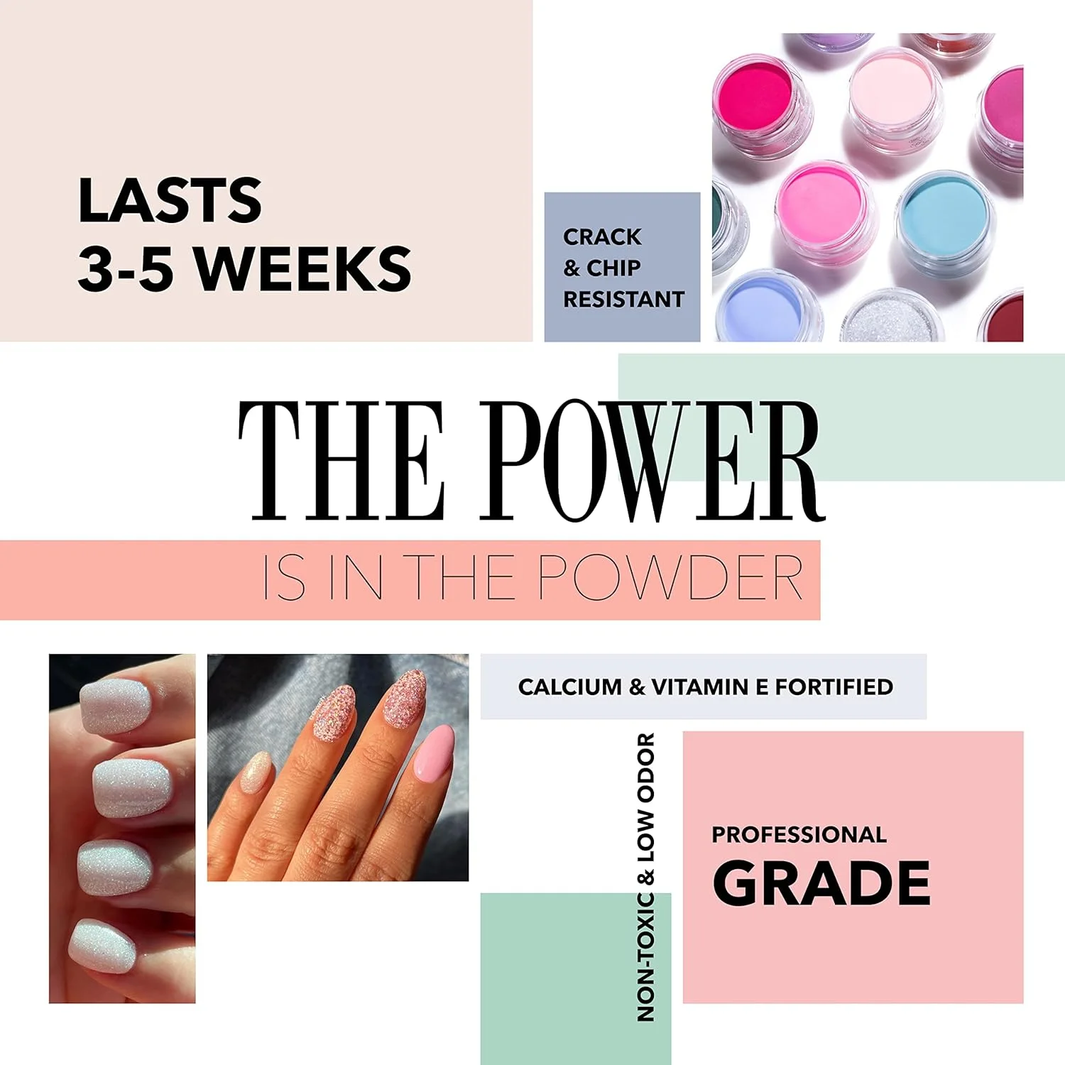 پودر دیپ ناخن Revel Nail - پودر درخشان برای ناخن، دیپ شفاف برای ناخن های DIY، پودر دیپ حرفه ای ناخن، لوازم طراحی ناخن - Margo، 1 اونس