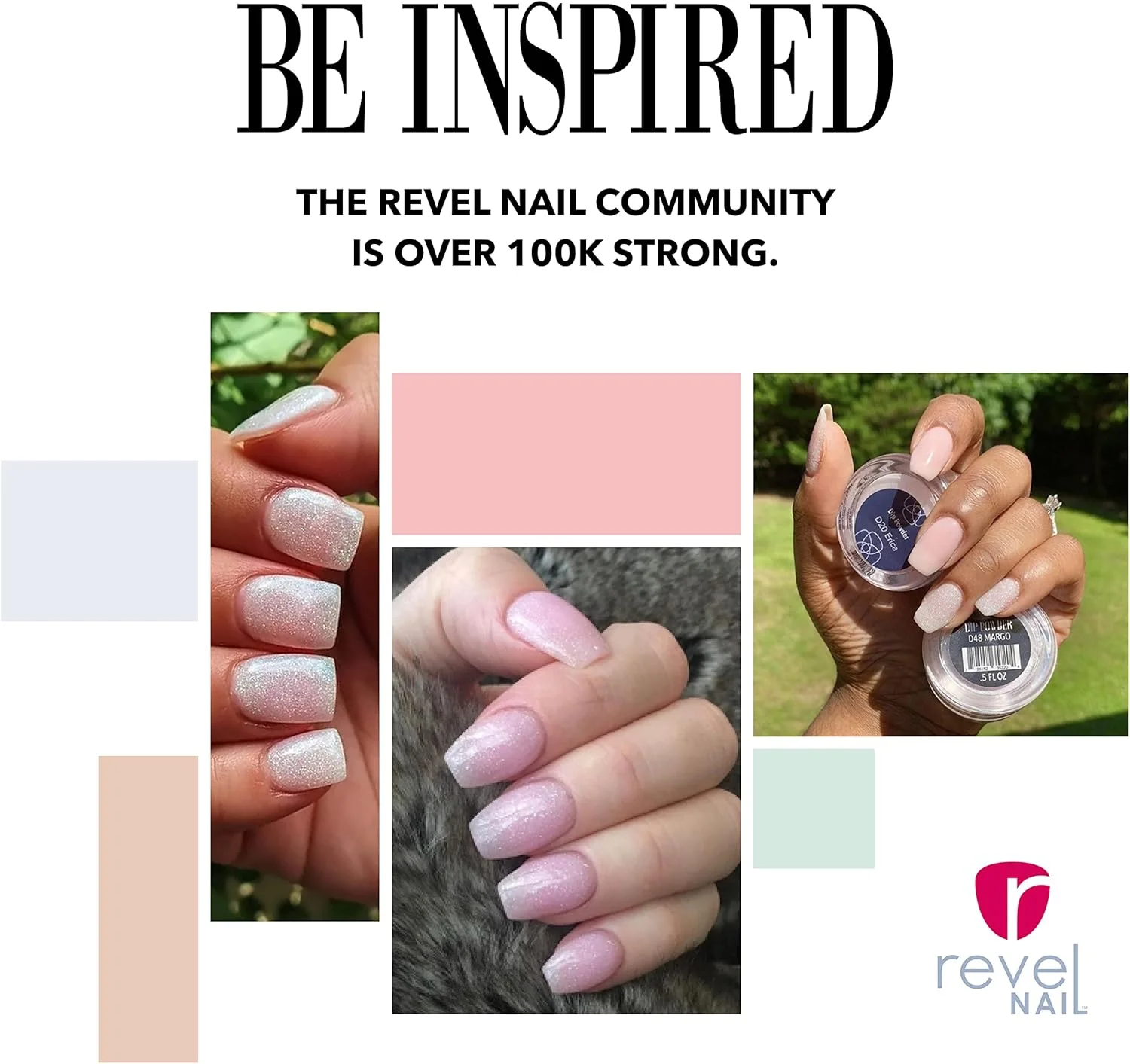 پودر دیپ ناخن Revel Nail - پودر درخشان برای ناخن، دیپ شفاف برای ناخن های DIY، پودر دیپ حرفه ای ناخن، لوازم طراحی ناخن - Margo، 1 اونس