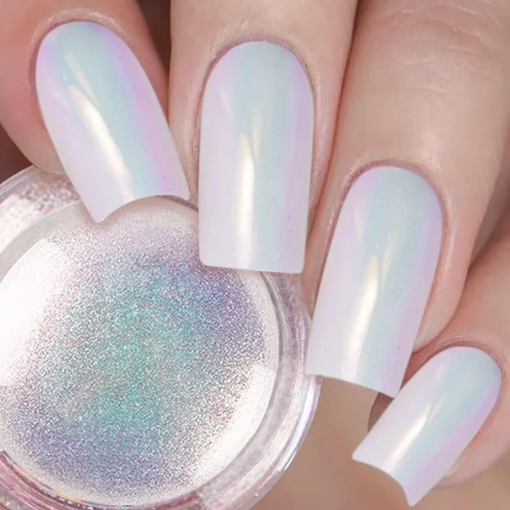 پودر ناخن کروم مرواریدی DRMODE - پودر سفید رنگین کمانی تک شاخ با جلوه نئون پری دریایی، گرد و غبار رنگدانه ای چند رنگی اپال آرورا پودر ناخن کروم مرواریدی DRMODE - پودر سفید رنگین کمانی تک شاخ با جلوه نئون پری دریایی، گرد و غبار رنگدانه ای چند رنگی اپال آرورا