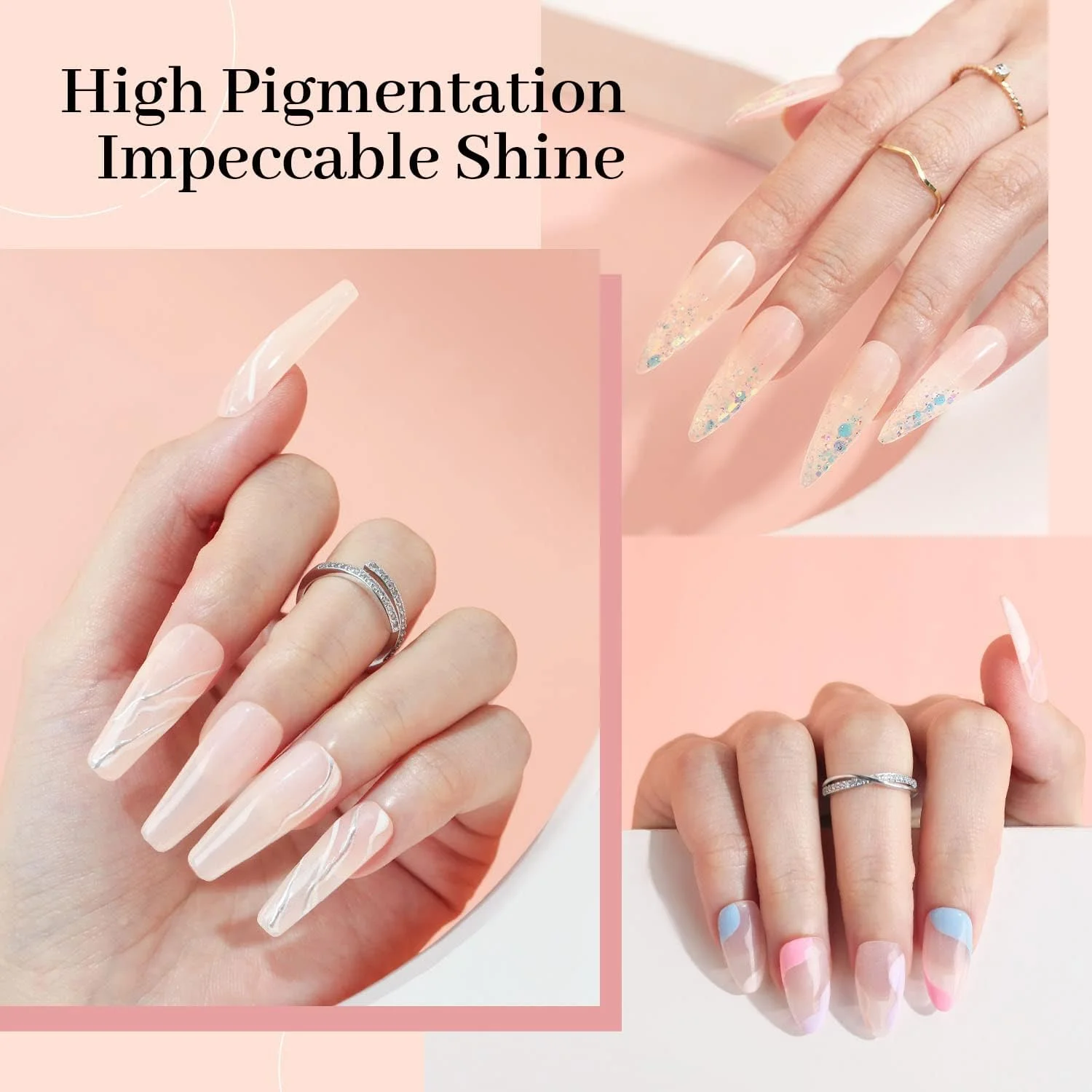 پودر کاشت ناخن مدلونز، رنگ هلویی شفاف، 28 رنگ بادوام برای استفاده در منزل و سالن، بدون نیاز به دستگاه UV