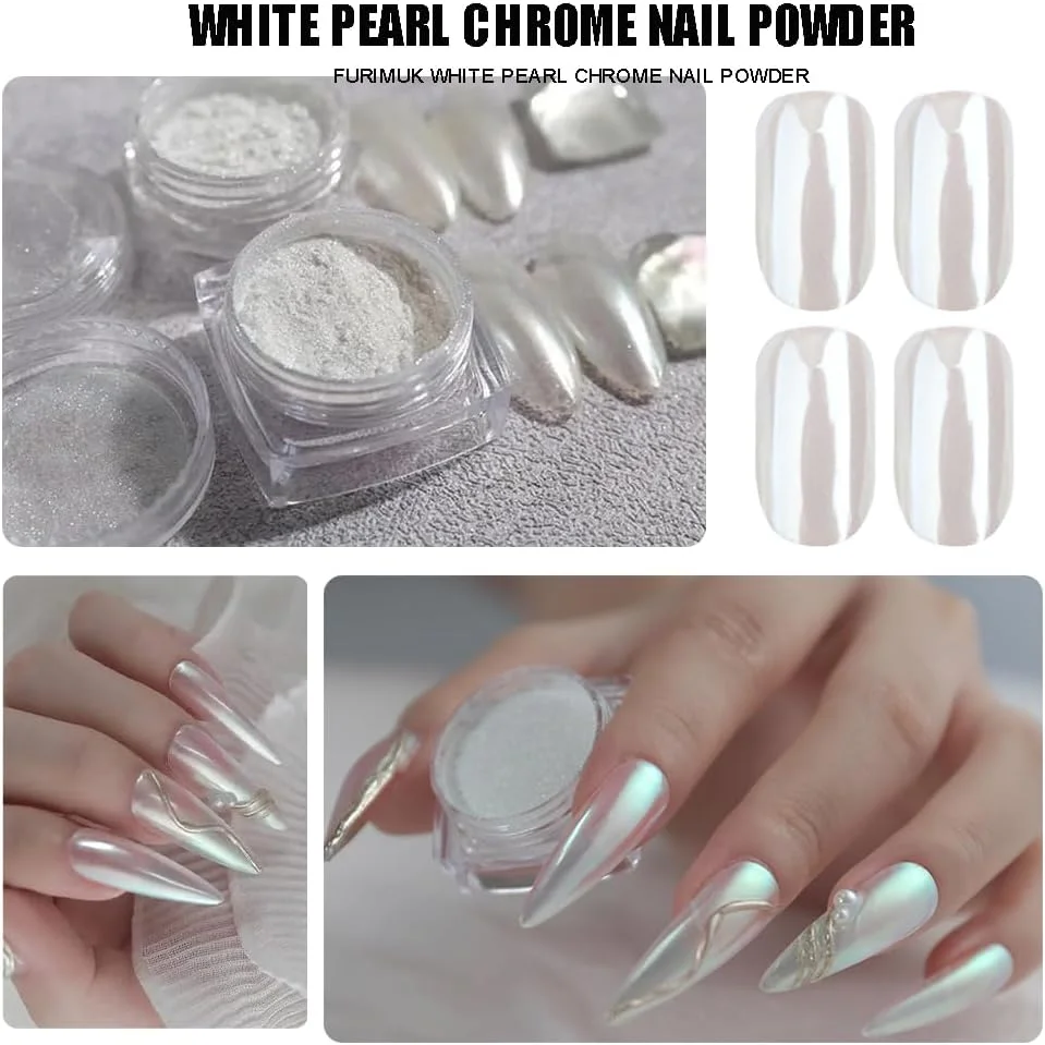2 بسته پودر ناخن کروم مرواریدی سفید - پیگمنت پودر ناخن سفید صدفی جادویی با اثر آینه ای آرورا، هنر ناخن براق با درخشش بالا، گرد و غبار هولوگرافیک یخی آرورا برای تزئینات مانیکور 2 بسته پودر ناخن کروم مرواریدی سفید - پیگمنت پودر ناخن سفید صدفی جادویی با اثر آینه ای آرورا، هنر ناخن براق با درخشش بالا، گرد و غبار هولوگرافیک یخی آرورا برای تزئینات مانیکور