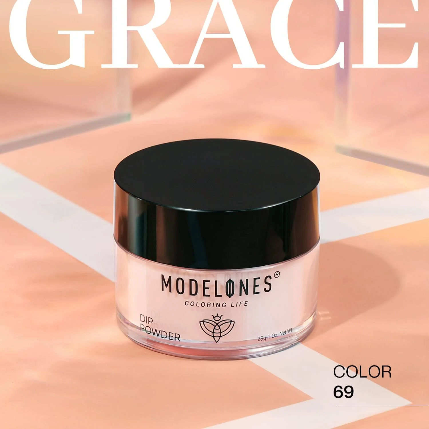 پودر کاشت ناخن مدلونز، رنگ هلویی شفاف، 28 رنگ بادوام برای استفاده در منزل و سالن، بدون نیاز به دستگاه UV