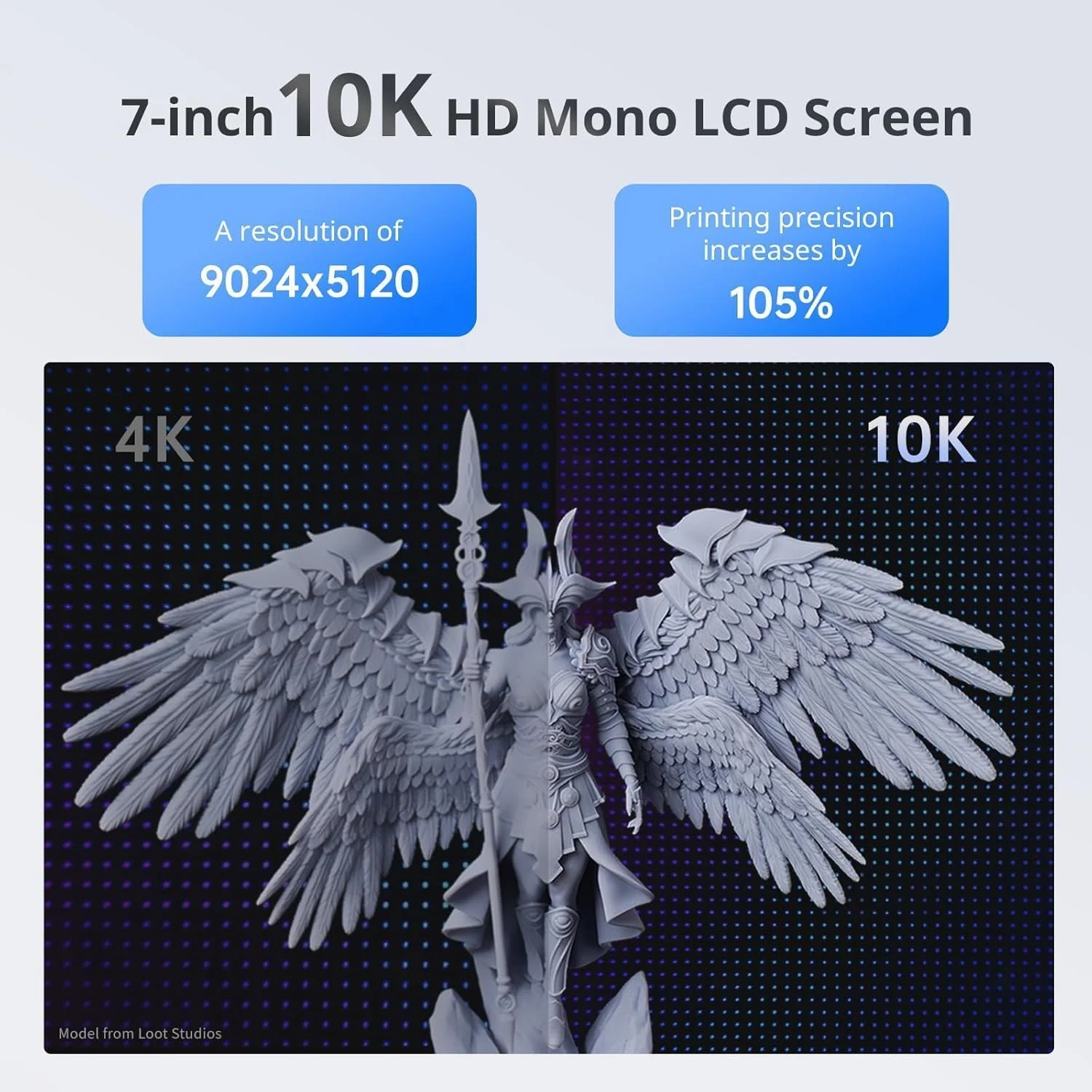 پرینتر سه بعدی رزینی ANYCUBIC Photon Mono 4، صفحه نمایش LCD مونو 7 اینچی 10K با منبع نور پایدار LighTurbo، چاپ سریع 70 میلی متر در ساعت، حجم چاپ 153.4×86.8×165 میلی متر