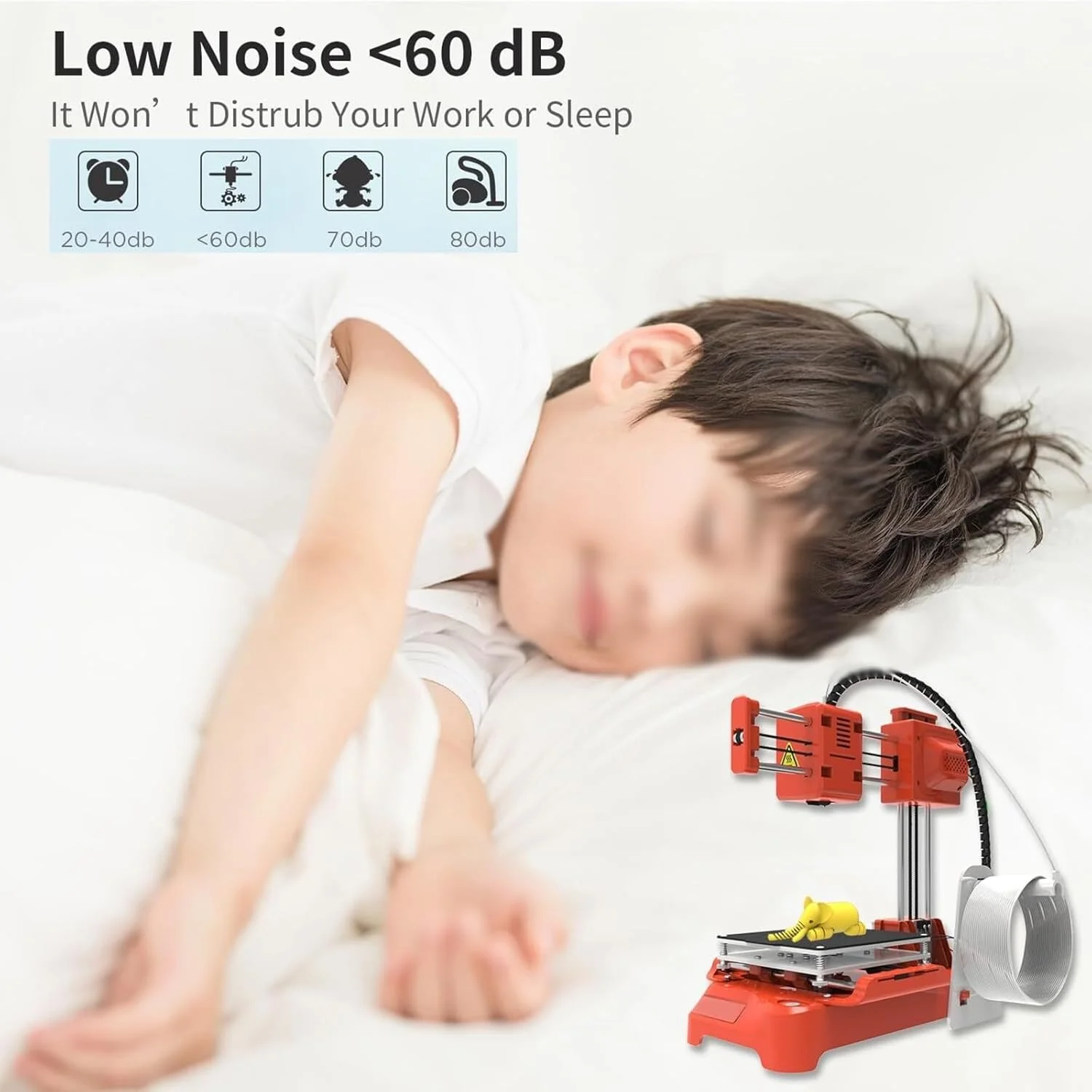 پرینتر سه بعدی مینی برای کودکان، پرینتر سه بعدی رومیزی مینی با 5 متر مواد مصرفی، اندازه چاپ 100X100X100 میلی متر، پرینتر بدون نیاز به تراز برای مبتدیان، کودکان، آموزش دانش آموزی (نارنجی)