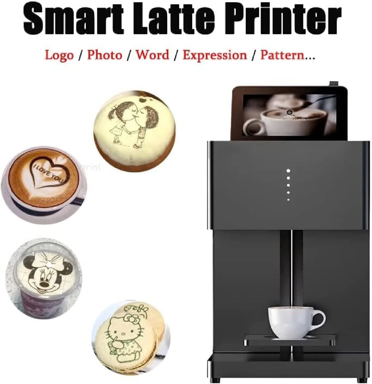 چاپگر هنری سه بعدی لاته قهوه BLOSSS با گرید غذایی، چاپگر جوهر افشان چند رنگ دیجیتال شیر اتوماتیک، سازنده دکوراسیون DIY، چاپ عکس WIFI صفحه لمسی، برای کیک چای دسر