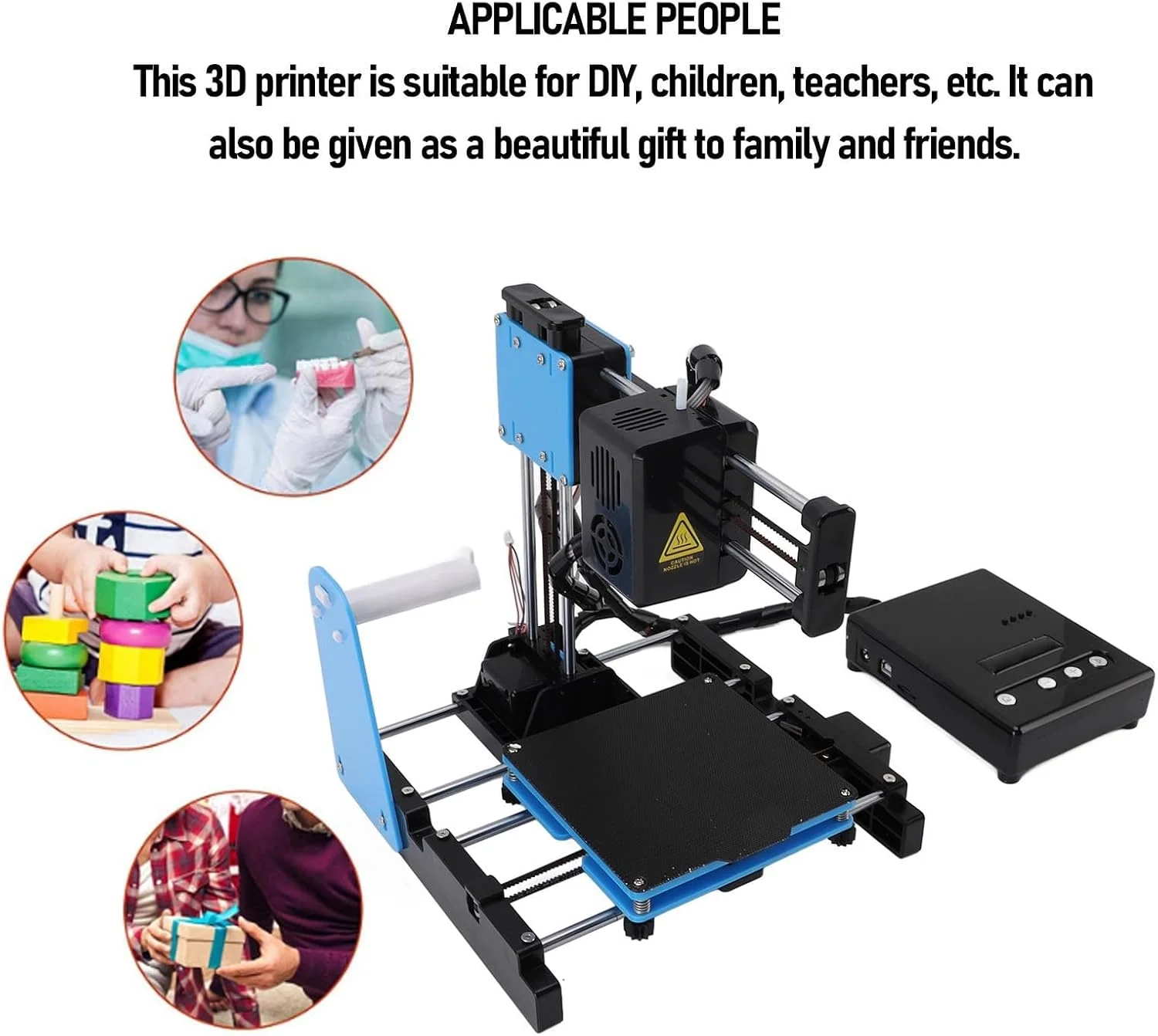 پرینتر سه بعدی، پرینتر سه بعدی کوچک برای کودکان و مبتدیان با فیلامنت PLA، دستگاه چاپ با سرعت بالا، با طراحی رومیزی جمع و جور مناسب برای علاقه مندان به DIY، اندازه چاپ 100x100x100 میلی متر