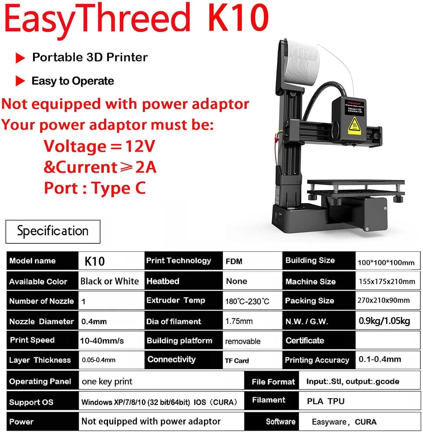 پرینتر سه بعدی سطح ورودی، دستگاه پرینتر سه بعدی با دقت بالا و مالتی پلکسینگ تقسیم فرکانس، پرینترهای خانگی با نرم افزار برش خودکار، اندازه چاپ 4x4x4 اینچ، برای اسباب بازی، مدل (مشکی)