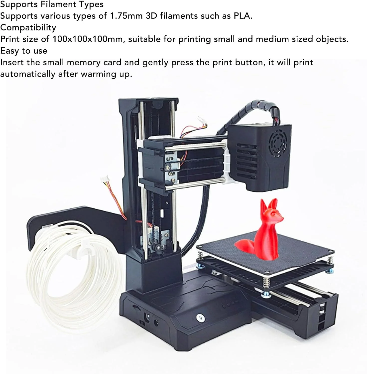 چاپگر سه بعدی Jiawu با کاربری آسان با راه اندازی سریع، اندازه چاپ 100X100XMm برای چاپ کامپیوتر (دوشاخه UK)
