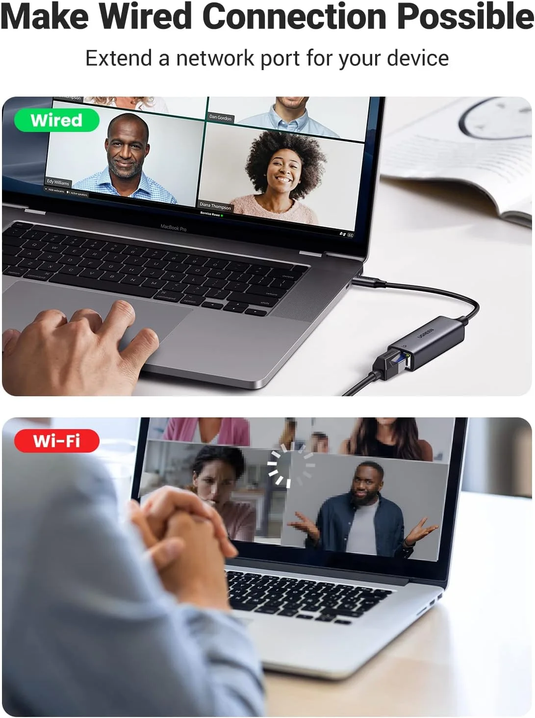 آداپتور USB C به اترنت UGREEN گیگابیتی Type C به RJ45، آداپتور شبکه سیمی سازگار با MacBook، Surface Pro، iPad Pro، Switch، PS5، Galaxy Tabs خاکستری آداپتور USB C به اترنت UGREEN گیگابیتی Type C به RJ45، آداپتور شبکه سیمی سازگار با MacBook، Surface Pro، iPad Pro، Switch، PS5، Galaxy Tabs خاکستری