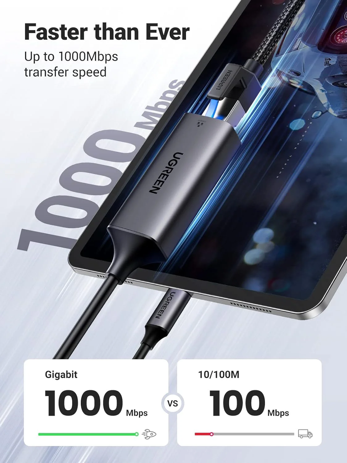 آداپتور USB C به اترنت UGREEN گیگابیتی Type C به RJ45، آداپتور شبکه سیمی سازگار با MacBook، Surface Pro، iPad Pro، Switch، PS5، Galaxy Tabs خاکستری آداپتور USB C به اترنت UGREEN گیگابیتی Type C به RJ45، آداپتور شبکه سیمی سازگار با MacBook، Surface Pro، iPad Pro، Switch، PS5، Galaxy Tabs خاکستری