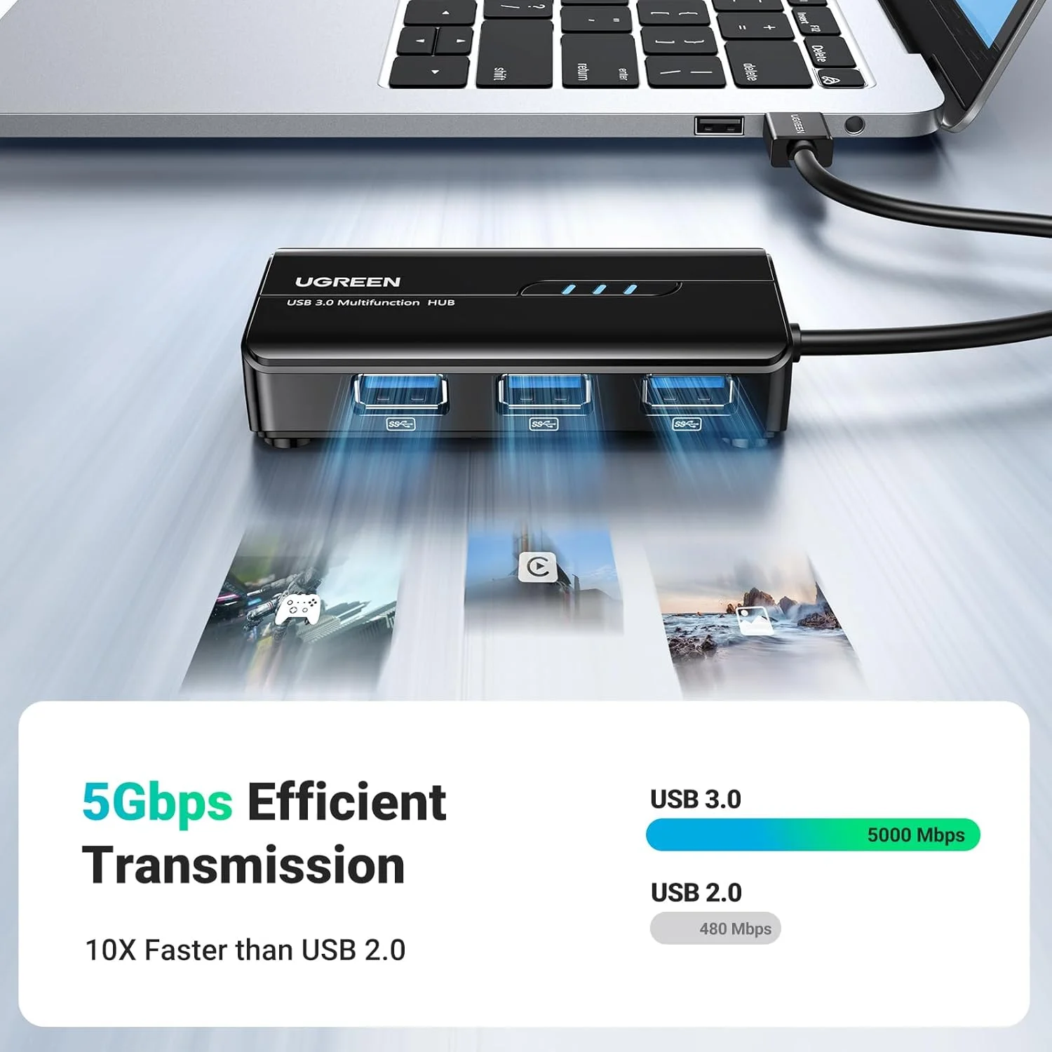 هاب USB 3.0 UGREEN با آداپتور اترنت و 3 پورت USB 3.0، مبدل شبکه گیگابیتی اترنت RJ45 Lan سازگار با MacBook Pro/Air، iMac Pro، Surface، Chromebook، کنسول Switch هاب USB 3.0 UGREEN با آداپتور اترنت و 3 پورت USB 3.0، مبدل شبکه گیگابیتی اترنت RJ45 Lan سازگار با MacBook Pro/Air، iMac Pro، Surface، Chromebook، کنسول Switch