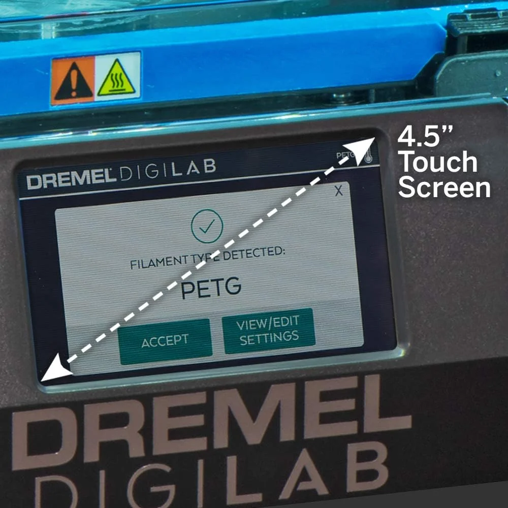 پرینتر سه بعدی Dremel DigiLab 3D45-01 برنده جایزه با فیلامنت، صفحه ساخت گرم شونده، تراز خودکار 9 نقطه ای، سازگار با PC و MAC OS، Chromebook، iPad، قابلیت چاپ نایلون، ECO-ABS، PETG، PLA