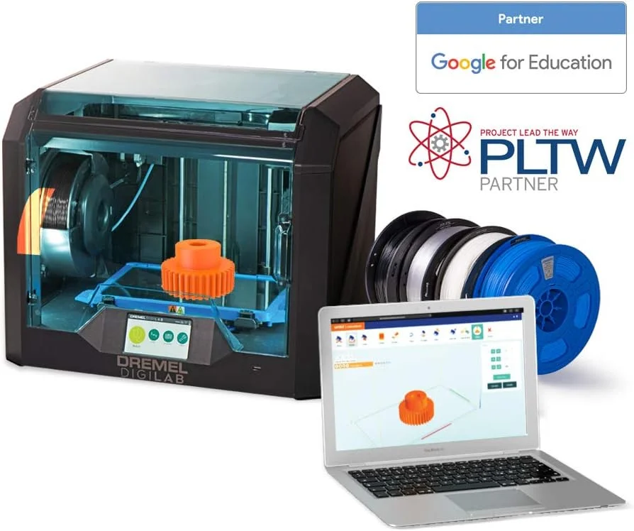 پرینتر سه بعدی Dremel DigiLab 3D45-01 برنده جایزه با فیلامنت، صفحه ساخت گرم شونده، تراز خودکار 9 نقطه ای، سازگار با PC و MAC OS، Chromebook، iPad، قابلیت چاپ نایلون، ECO-ABS، PETG، PLA