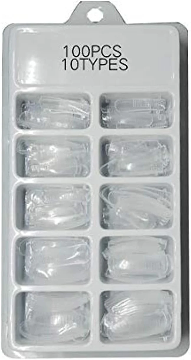 ۱۰۰ عدد تیپ ناخن بالرینی در هر بسته، تیپ های ناخن مصنوعی شفاف/طبیعی، طرح تابوتی، پوشش کامل، مناسب مانیکور