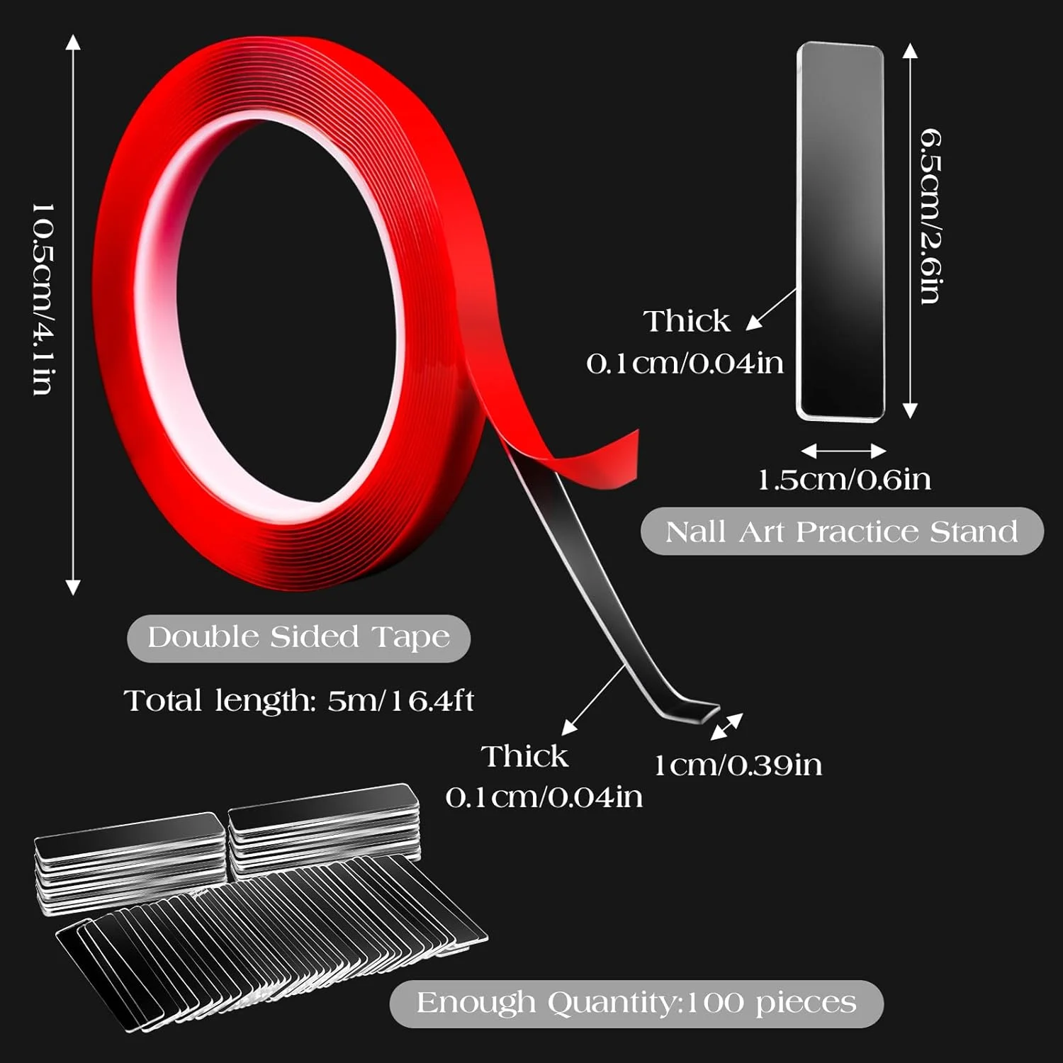 100 عدد پایه نگهدارنده ناخن شفاف با نوار دو طرفه 3 متری، جعبه بسته بندی ناخن برای ناخن های مصنوعی اکریلیک و طراحی ناخن، با نوار چسب جداشدنی برای سالن ناخن 100 عدد پایه نگهدارنده ناخن شفاف با نوار دو طرفه 3 متری، جعبه بسته بندی ناخن برای ناخن های مصنوعی اکریلیک و طراحی ناخن، با نوار چسب جداشدنی برای سالن ناخن