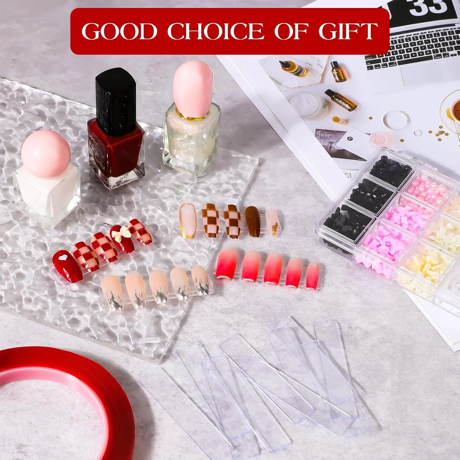 100 عدد پایه نگهدارنده ناخن شفاف با نوار دو طرفه 3 متری، جعبه بسته بندی ناخن برای ناخن های مصنوعی اکریلیک و طراحی ناخن، با نوار چسب جداشدنی برای سالن ناخن 100 عدد پایه نگهدارنده ناخن شفاف با نوار دو طرفه 3 متری، جعبه بسته بندی ناخن برای ناخن های مصنوعی اکریلیک و طراحی ناخن، با نوار چسب جداشدنی برای سالن ناخن