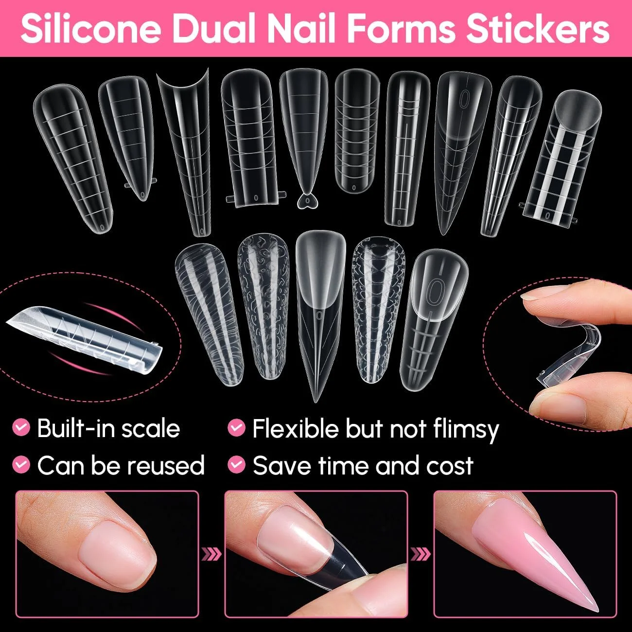 قالب ناخن آیمیلی برای ژل - مجموعه 120 عددی قالب دوگانه، 5 شکل مختلف برای اکستنشن ناخن، تقویت ژل، ست مانیکور برای سالن و استفاده شخصی - 002 قالب ناخن آیمیلی برای ژل - مجموعه 120 عددی قالب دوگانه، 5 شکل مختلف برای اکستنشن ناخن، تقویت ژل، ست مانیکور برای سالن و استفاده شخصی - 002