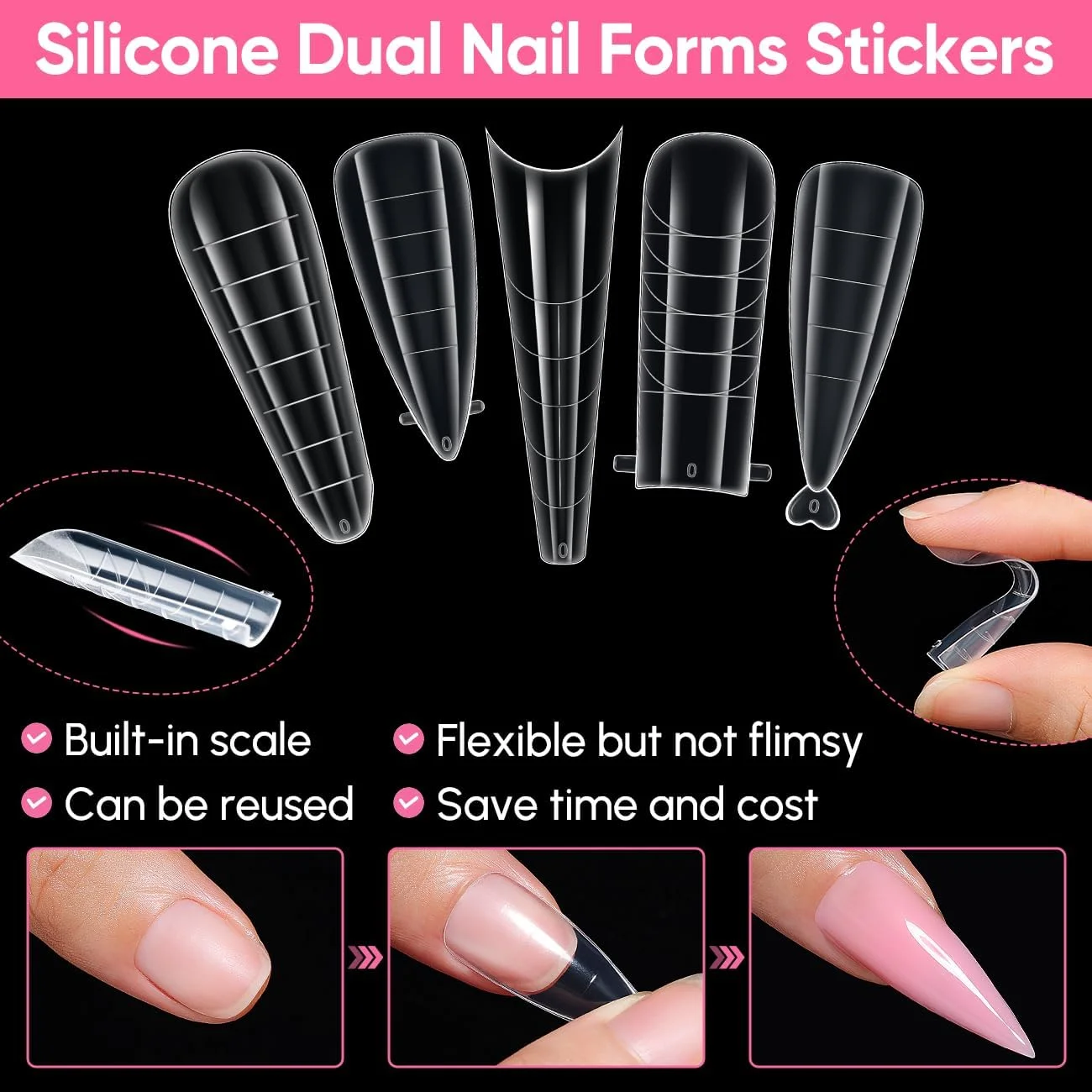 قالب ناخن آیمیلی برای ژل - مجموعه 120 عددی قالب دوگانه، 5 شکل مختلف برای اکستنشن ناخن، تقویت ژل، ست مانیکور برای سالن و استفاده شخصی - 002 قالب ناخن آیمیلی برای ژل - مجموعه 120 عددی قالب دوگانه، 5 شکل مختلف برای اکستنشن ناخن، تقویت ژل، ست مانیکور برای سالن و استفاده شخصی - 002