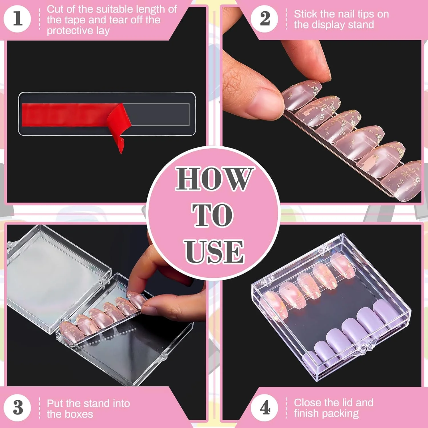 مجموعه جعبه نگهداری ناخن مصنوعی 66 عددی و پایه نگهدارنده نمایشگر طراحی ناخن، 15 جعبه بسته بندی ناخن مصنوعی پلاستیکی، 50 پایه ناخن شفاف به همراه 5 متر چسب دو طرفه برای تمرین ناخن های اکریلیک در سالن مجموعه جعبه نگهداری ناخن مصنوعی 66 عددی و پایه نگهدارنده نمایشگر طراحی ناخن، 15 جعبه بسته بندی ناخن مصنوعی پلاستیکی، 50 پایه ناخن شفاف به همراه 5 متر چسب دو طرفه برای تمرین ناخن های اکریلیک در سالن