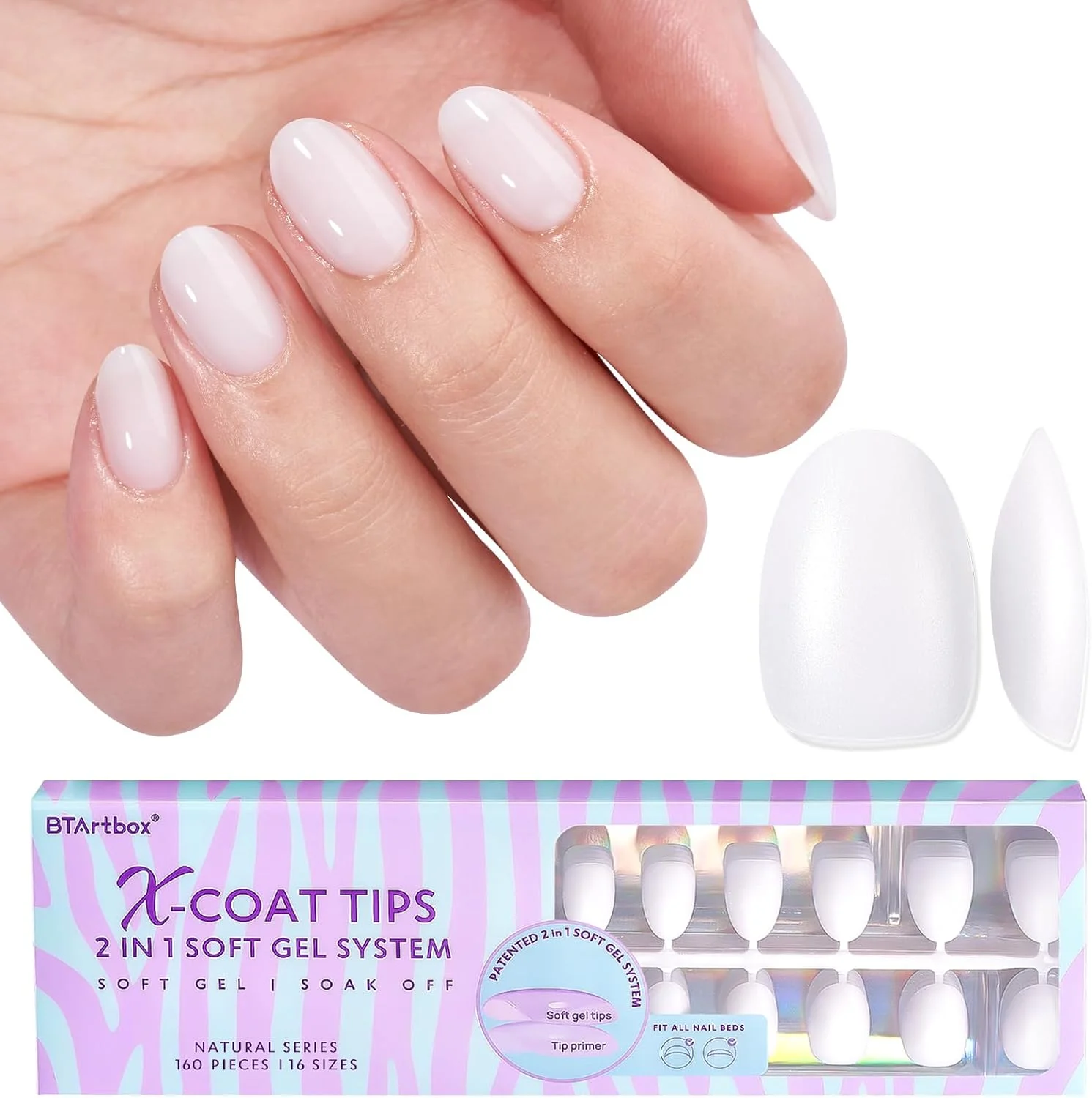 تیپ ناخن ژلی بادامی کوتاه XS BTArtboxnails - تیپ ناخن ژلی نرم از پیش رنگ شده شیری سفید، ناخن های پرسی شیری سفید، پرایمر نوک از پیش اعمال شده XCOATTIPS طبیعی تیپ ناخن ژلی بادامی کوتاه XS BTArtboxnails - تیپ ناخن ژلی نرم از پیش رنگ شده شیری سفید، ناخن های پرسی شیری سفید، پرایمر نوک از پیش اعمال شده XCOATTIPS طبیعی