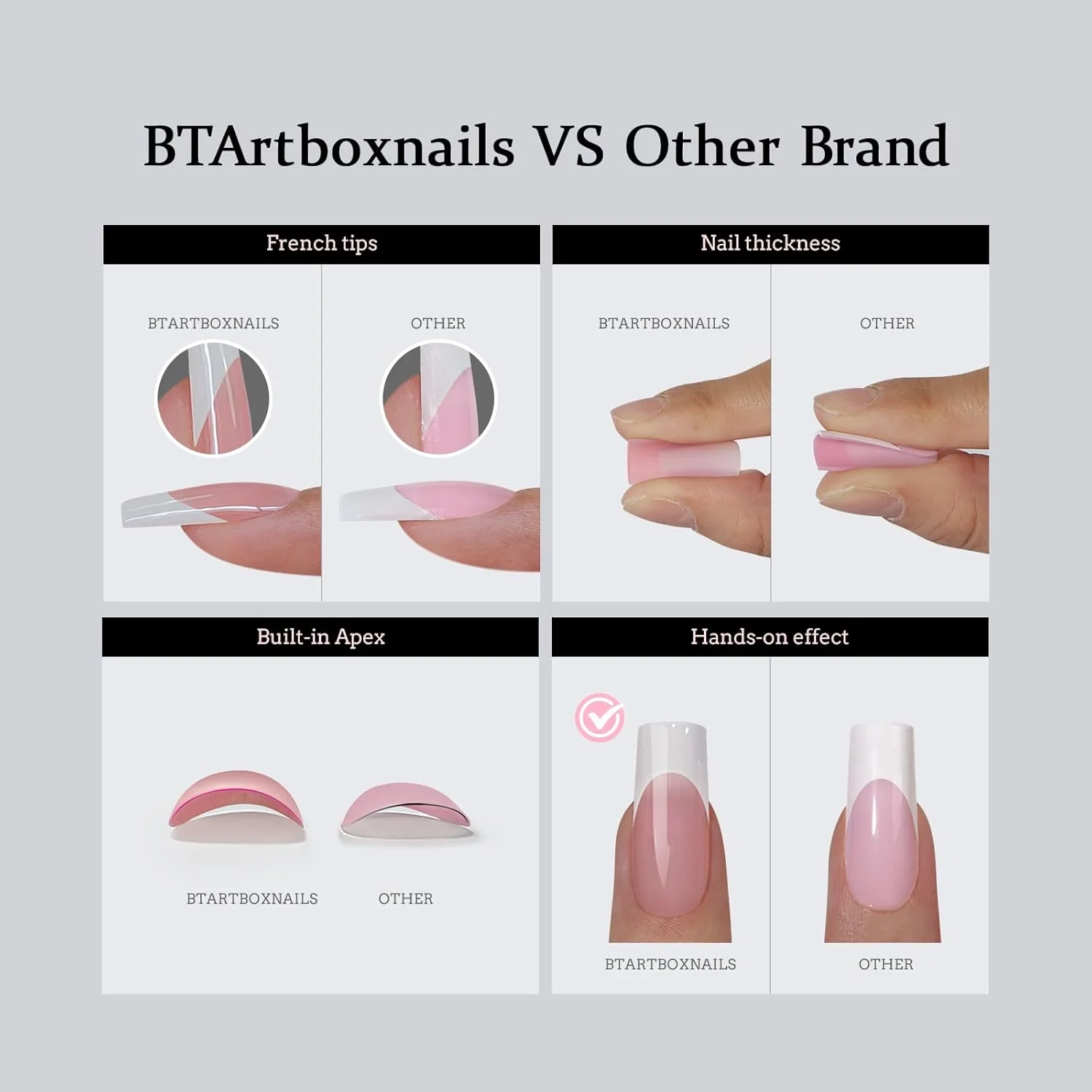 BTArtboxnails XCOATTIPS کیت ناخن ژلی - ناخن مصنوعی فرنچ نوک مربعی کوتاه، نوک ناخن ژل صورتی ملایم با ژل ناخن، محافظ فرنچ دوتایی و لامپ ناخن برای هدیه و استفاده خانگی BTArtboxnails XCOATTIPS کیت ناخن ژلی - ناخن مصنوعی فرنچ نوک مربعی کوتاه، نوک ناخن ژل صورتی ملایم با ژل ناخن، محافظ فرنچ دوتایی و لامپ ناخن برای هدیه و استفاده خانگی
