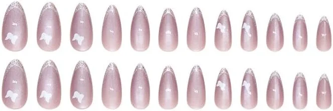 ناخن مصنوعی چشم گربه ای، کیت ناخن بادامی متوسط، ناخن های اکریلیک با طرح پروانه، 24 عدد ناخن مصنوعی زنانه متوسط با ابزار سوهان و چسب ناخن مصنوعی چشم گربه ای، کیت ناخن بادامی متوسط، ناخن های اکریلیک با طرح پروانه، 24 عدد ناخن مصنوعی زنانه متوسط با ابزار سوهان و چسب