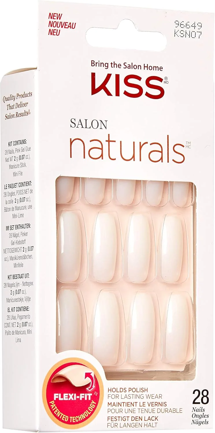 ناخن مصنوعی بلند مدل تابوتی Kiss Salon Naturals کد Ksn07، 2 گرم، سایز بزرگ ناخن مصنوعی بلند مدل تابوتی Kiss Salon Naturals کد Ksn07، 2 گرم، سایز بزرگ