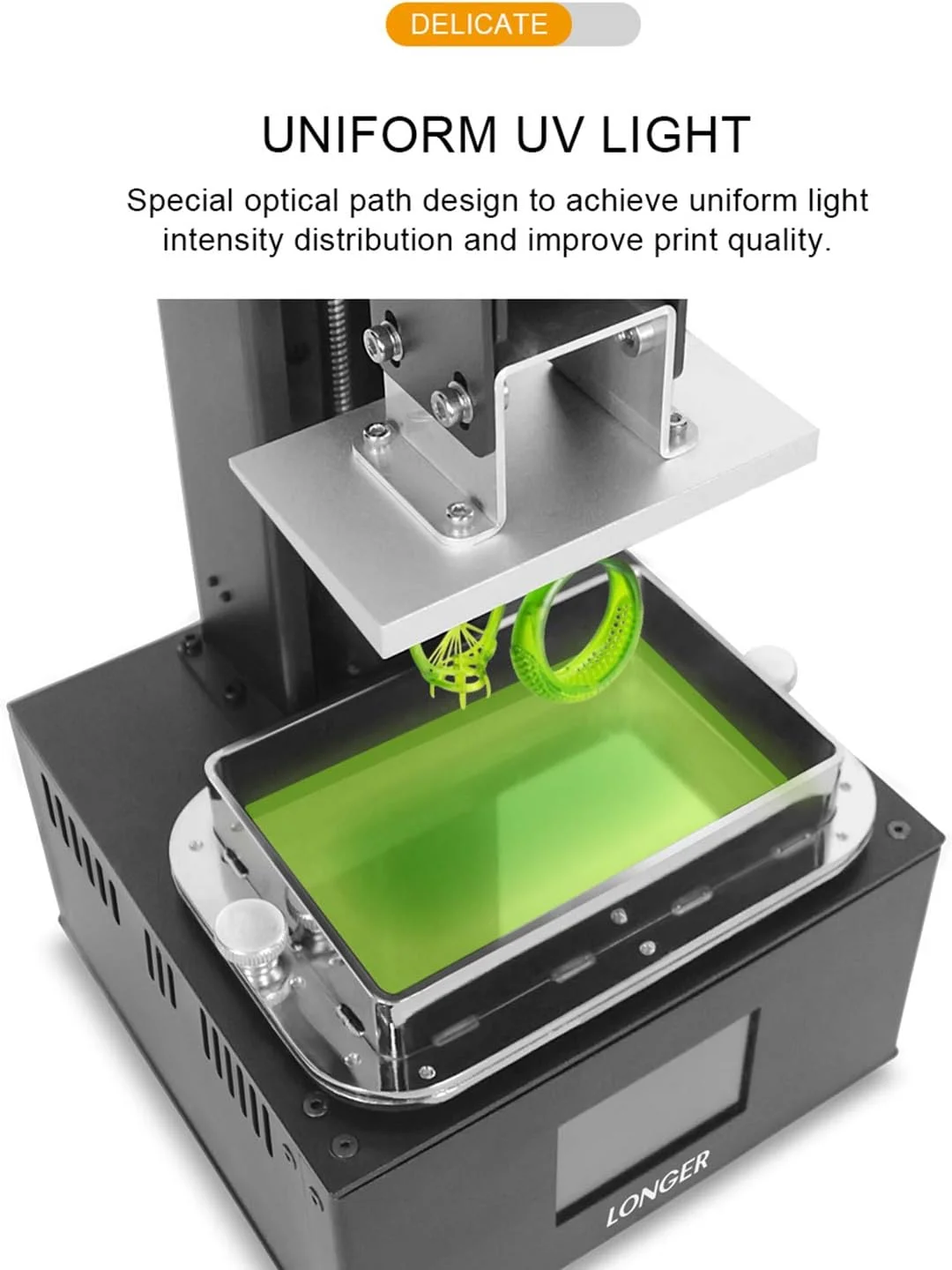 پرینتر سه بعدی رزینی LCD یو وی نارنجی 10 Irovami با صفحه لمسی تمام رنگی 2.8 اینچی، چاپ آفلاین، برش سریع، پشتیبانی هوشمند، هشدار دمای بالا، 98mm(L)*55mm(W)*140mm(H) پرینتر سه بعدی رزینی LCD یو وی نارنجی 10 Irovami با صفحه لمسی تمام رنگی 2.8 اینچی، چاپ آفلاین، برش سریع، پشتیبانی هوشمند، هشدار دمای بالا، 98mm(L)*55mm(W)*140mm(H)