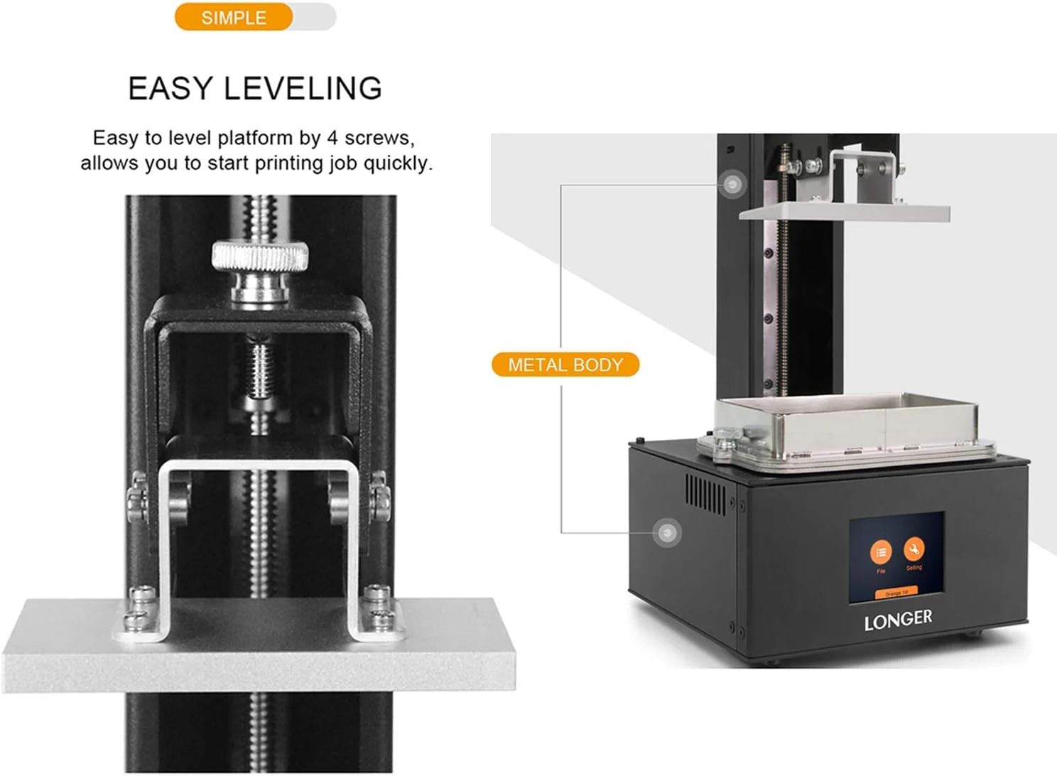 پرینتر سه بعدی رزینی LCD یو وی نارنجی 10 Irovami با صفحه لمسی تمام رنگی 2.8 اینچی، چاپ آفلاین، برش سریع، پشتیبانی هوشمند، هشدار دمای بالا، 98mm(L)*55mm(W)*140mm(H) پرینتر سه بعدی رزینی LCD یو وی نارنجی 10 Irovami با صفحه لمسی تمام رنگی 2.8 اینچی، چاپ آفلاین، برش سریع، پشتیبانی هوشمند، هشدار دمای بالا، 98mm(L)*55mm(W)*140mm(H)