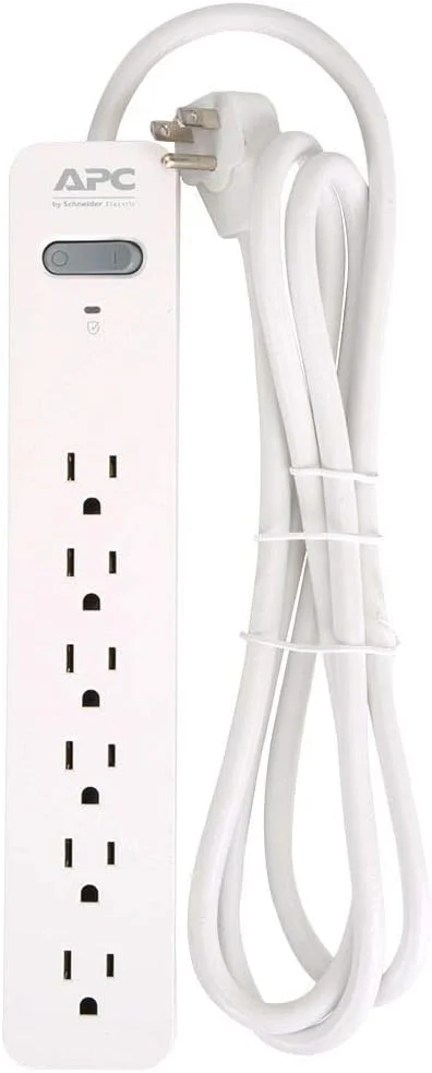محافظ برق 6 خروجی APC SurgeArrest با سیم 1.8 متری (سفید)