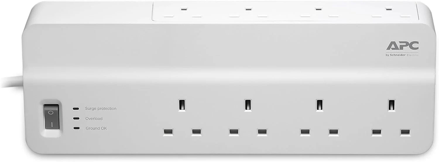 محافظ برق 8 خروجی APC مدل PM8-UK با پوشش خسارت تجهیزات تا سقف 50.000 یورو محافظ برق 8 خروجی APC مدل PM8-UK با پوشش خسارت تجهیزات تا سقف 50.000 یورو