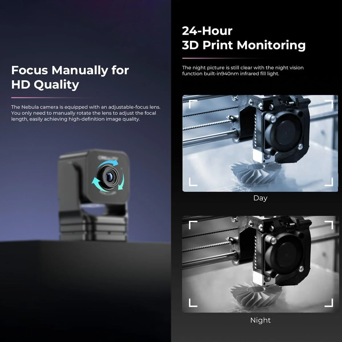 دوربین پرینتر سه بعدی برای Creality Sonic Pad/Nebula Pad/Ender-3 V3 KE/CR-X، نظارت بلادرنگ، فیلمبرداری تایم لپس، تشخیص رشته های معلق، فوکوس دستی دوربین پرینتر سه بعدی برای Creality Sonic Pad/Nebula Pad/Ender-3 V3 KE/CR-X، نظارت بلادرنگ، فیلمبرداری تایم لپس، تشخیص رشته های معلق، فوکوس دستی