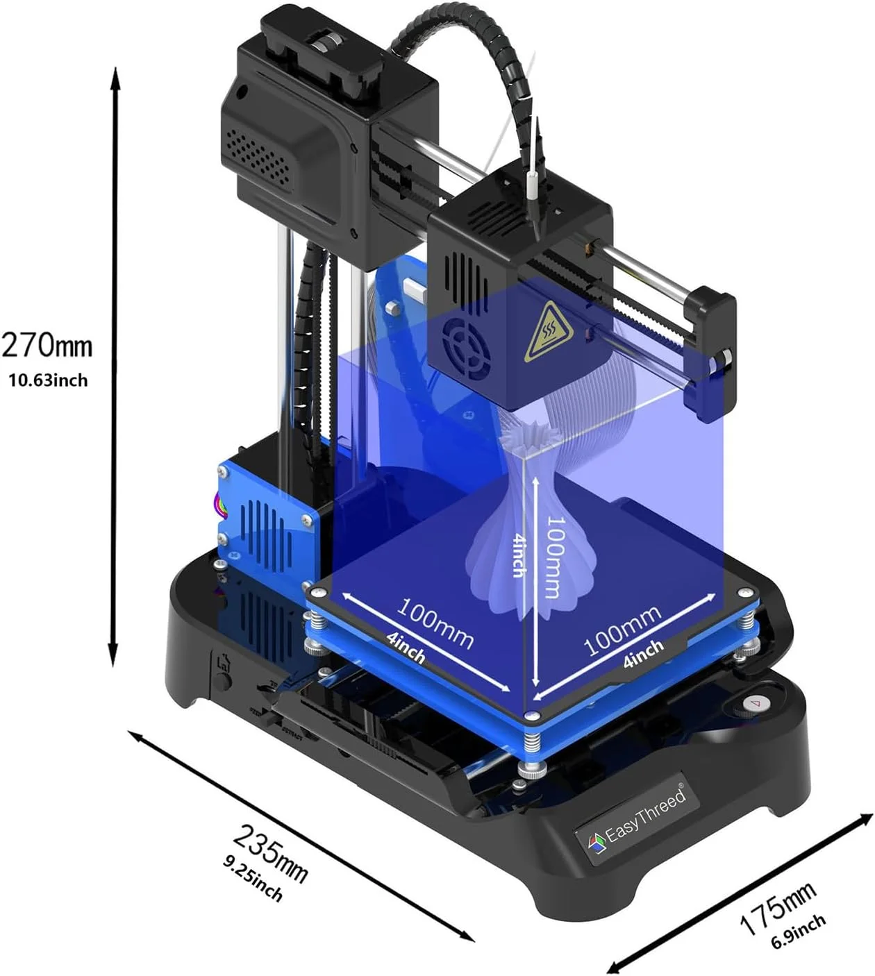 پرینتر سه بعدی VoOqo، کیت مینی پرینتر سه بعدی رومیزی قابل جابجایی، مادربرد بی صدا، برای مبتدیان، اندازه چاپ 100X100X100 میلی متر، برای آموزش دانش آموزان و کودکان مبتدی، مشکی