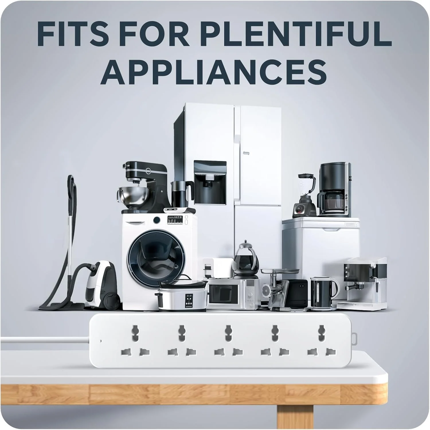 سیم سیار یونیورسال Baytion، کابل افزایش طول 2.7 متری با 5 پریز یونیورسال | پریزهای 3 پین 13 آمپر | طراحی ایمن | سیم سیار دیواری برای خانه، دفتر، آشپزخانه سیم سیار یونیورسال Baytion، کابل افزایش طول 2.7 متری با 5 پریز یونیورسال | پریزهای 3 پین 13 آمپر | طراحی ایمن | سیم سیار دیواری برای خانه، دفتر، آشپزخانه