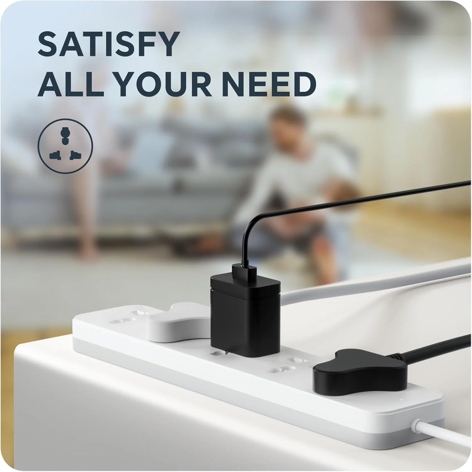 سیم سیار یونیورسال Baytion، کابل افزایش طول 2.7 متری با 5 پریز یونیورسال | پریزهای 3 پین 13 آمپر | طراحی ایمن | سیم سیار دیواری برای خانه، دفتر، آشپزخانه سیم سیار یونیورسال Baytion، کابل افزایش طول 2.7 متری با 5 پریز یونیورسال | پریزهای 3 پین 13 آمپر | طراحی ایمن | سیم سیار دیواری برای خانه، دفتر، آشپزخانه