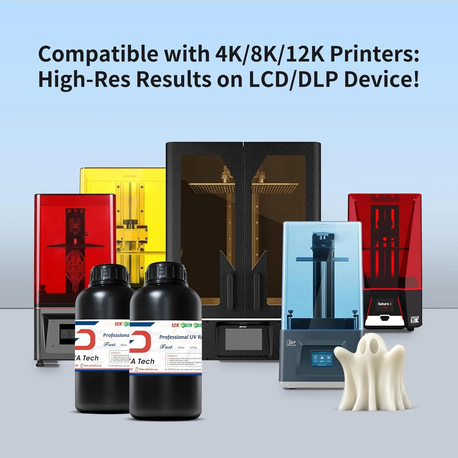 رزین پرینتر سه بعدی شبیه ABS سریع Siraya Tech، رزین فوتوپلیمری استاندارد مایع برای پرینت سه بعدی LCD DLP (سفید، 1 کیلوگرم)، 405 نانومتر، مقاوم در برابر اشعه ماوراء بنفش، غیر شکننده، دقت بالا