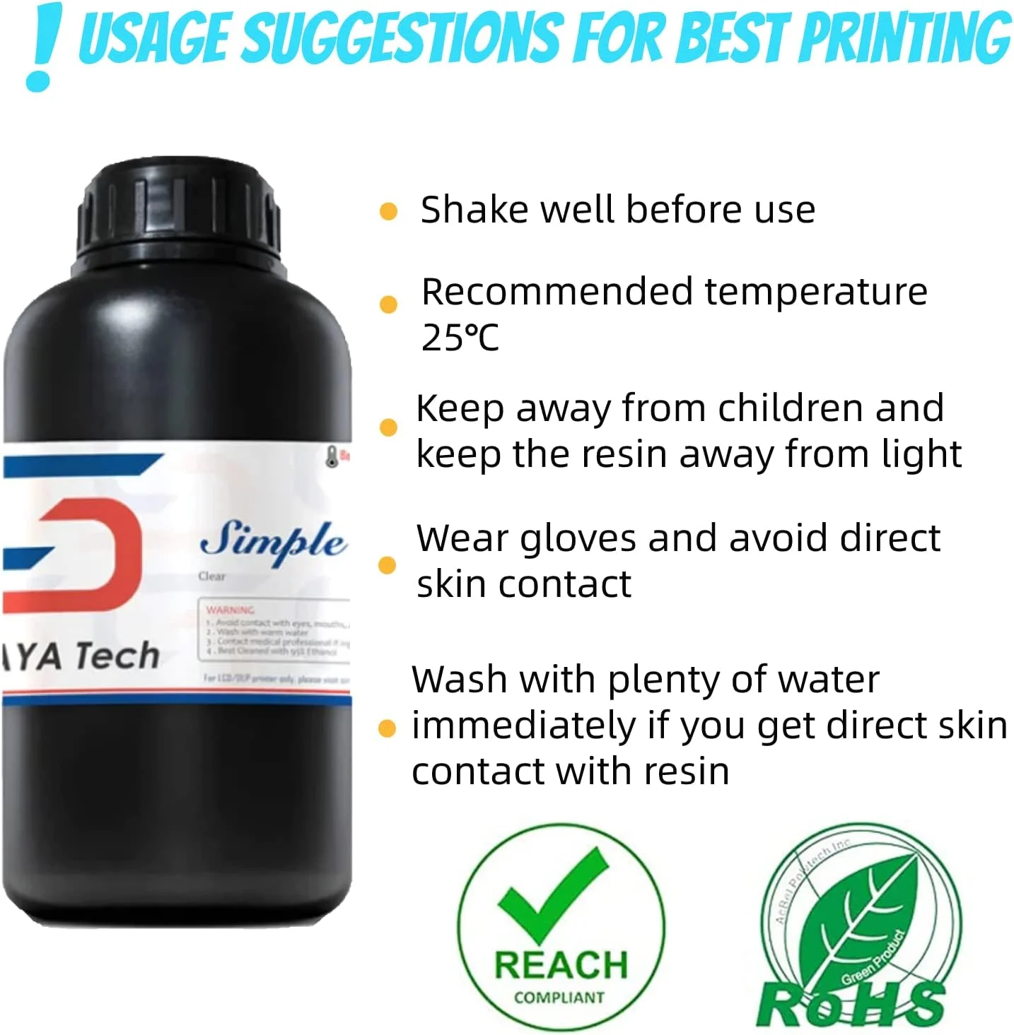 رزین پرینتر سه بعدی قابل شستشو با آب Siraya Tech Simple - کم بو، چاپ آسان، رزین آکوا با دقت بالا 405 نانومتر LCD UV-Curing - ایده آل برای پرینترهای سه بعدی LCD و DLP با قابلیت 8K - مقاوم و شفاف (1 کیلوگرم) رزین پرینتر سه بعدی قابل شستشو با آب Siraya Tech Simple - کم بو، چاپ آسان، رزین آکوا با دقت بالا 405 نانومتر LCD UV-Curing - ایده آل برای پرینترهای سه بعدی LCD و DLP با قابلیت 8K - مقاوم و شفاف (1 کیلوگرم)