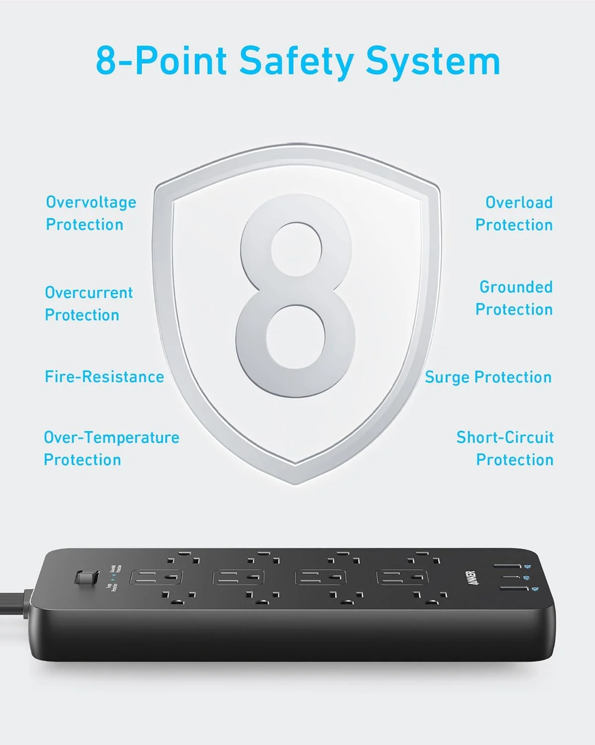 محافظ برق چند منظوره با دوشاخه تخت (2100 ژول)، 12 پریز AC، کابل افزایش طول 1.5 متری، 1 پورت USB-C و 2 پورت USB برای دستگاه های متعدد، شارژ سریع 20 واتی برای منزل محافظ برق چند منظوره با دوشاخه تخت (2100 ژول)، 12 پریز AC، کابل افزایش طول 1.5 متری، 1 پورت USB-C و 2 پورت USB برای دستگاه های متعدد، شارژ سریع 20 واتی برای منزل