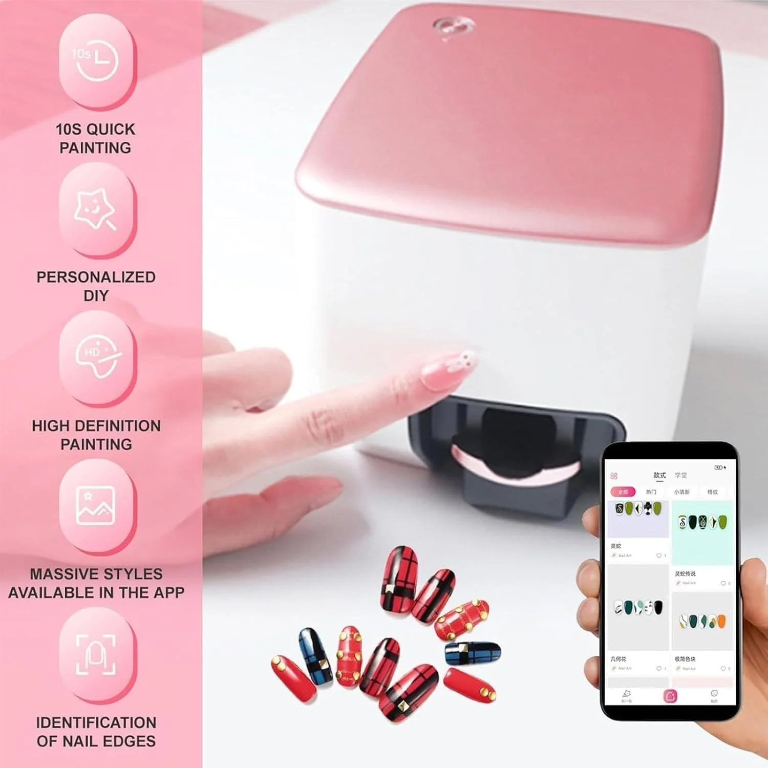 دستگاه چاپ ناخن هوشمند سه بعدی، چاپگر هنر ناخن دیجیتال موبایل مینی با کنترل برنامه، دستگاه چاپ ناخن مینی برقی حرفه ای با عملکرد تشخیص خودکار، برای ناخن های خانگی دستگاه چاپ ناخن هوشمند سه بعدی، چاپگر هنر ناخن دیجیتال موبایل مینی با کنترل برنامه، دستگاه چاپ ناخن مینی برقی حرفه ای با عملکرد تشخیص خودکار، برای ناخن های خانگی