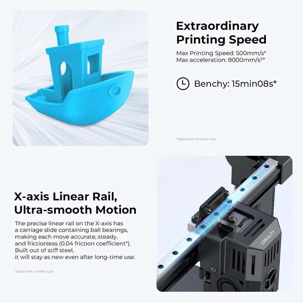 پرینتر سه بعدی Ender-3 V3 KE، چاپ با سرعت بالا، هات‌اند با دمای بالا، تراز خودکار، دستگاه پرینت سه بعدی FDM با اکسترودر مستقیم Sprite با مادربرد سایلنت، ابعاد چاپ 220x220x240mm مناسب برای PLA/PE