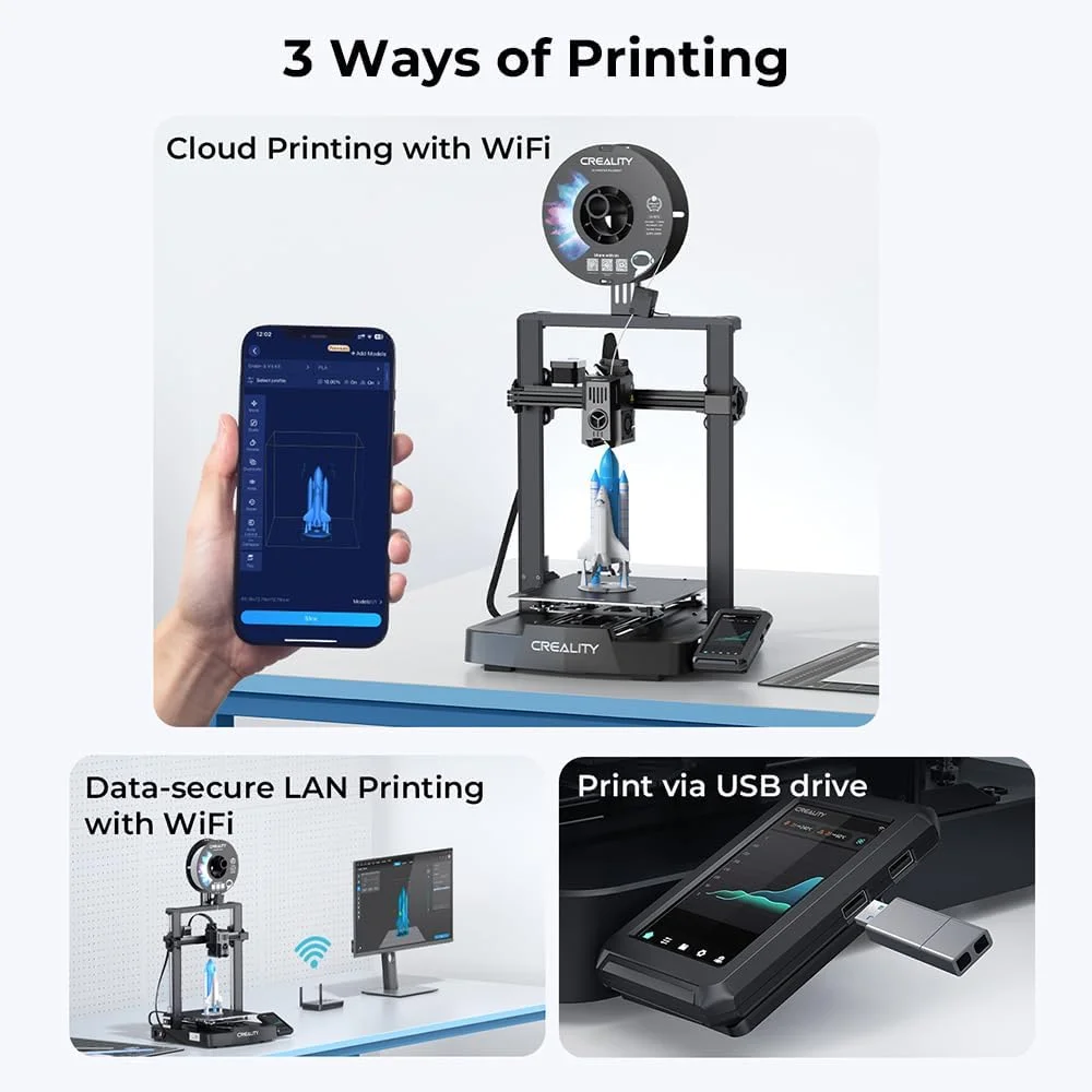 پرینتر سه بعدی Ender-3 V3 KE، چاپ با سرعت بالا، هات‌اند با دمای بالا، تراز خودکار، دستگاه پرینت سه بعدی FDM با اکسترودر مستقیم Sprite با مادربرد سایلنت، ابعاد چاپ 220x220x240mm مناسب برای PLA/PE