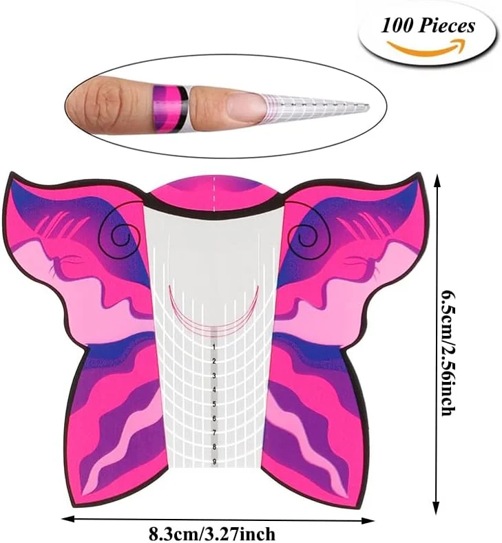 آکوآک 100 عدد استیکر فرم راهنمای کاشت ناخن پروانه ای، مناسب برای ناخن های اکریلیک / کاشت ژل یو وی آکوآک 100 عدد استیکر فرم راهنمای کاشت ناخن پروانه ای، مناسب برای ناخن های اکریلیک / کاشت ژل یو وی